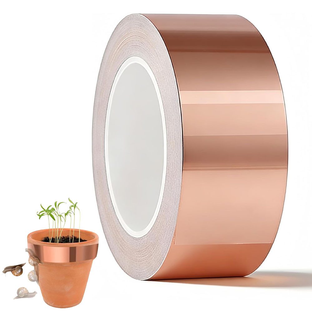 TUWENA Schneckenkante Kupferband Gegen Schnecken 50mm*20M, Selbstklebend EMI Abschirmband, Kupferband Doppelseitig Leitfähig Orte elektromagnetische Abschirmung