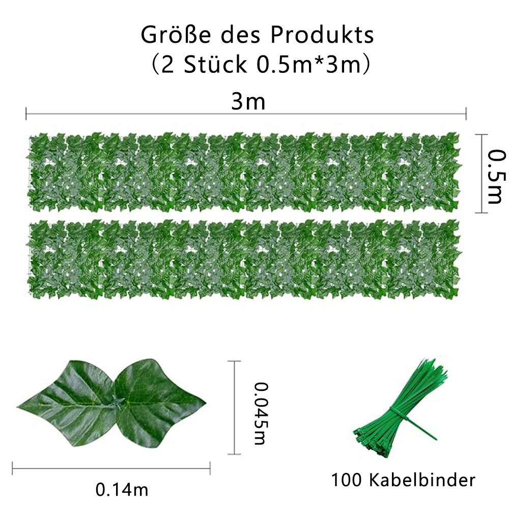 NUODWELL Balkonsichtschutz Künstliche Efeu Garten Sichtschutz,Künstliche günstig online kaufen