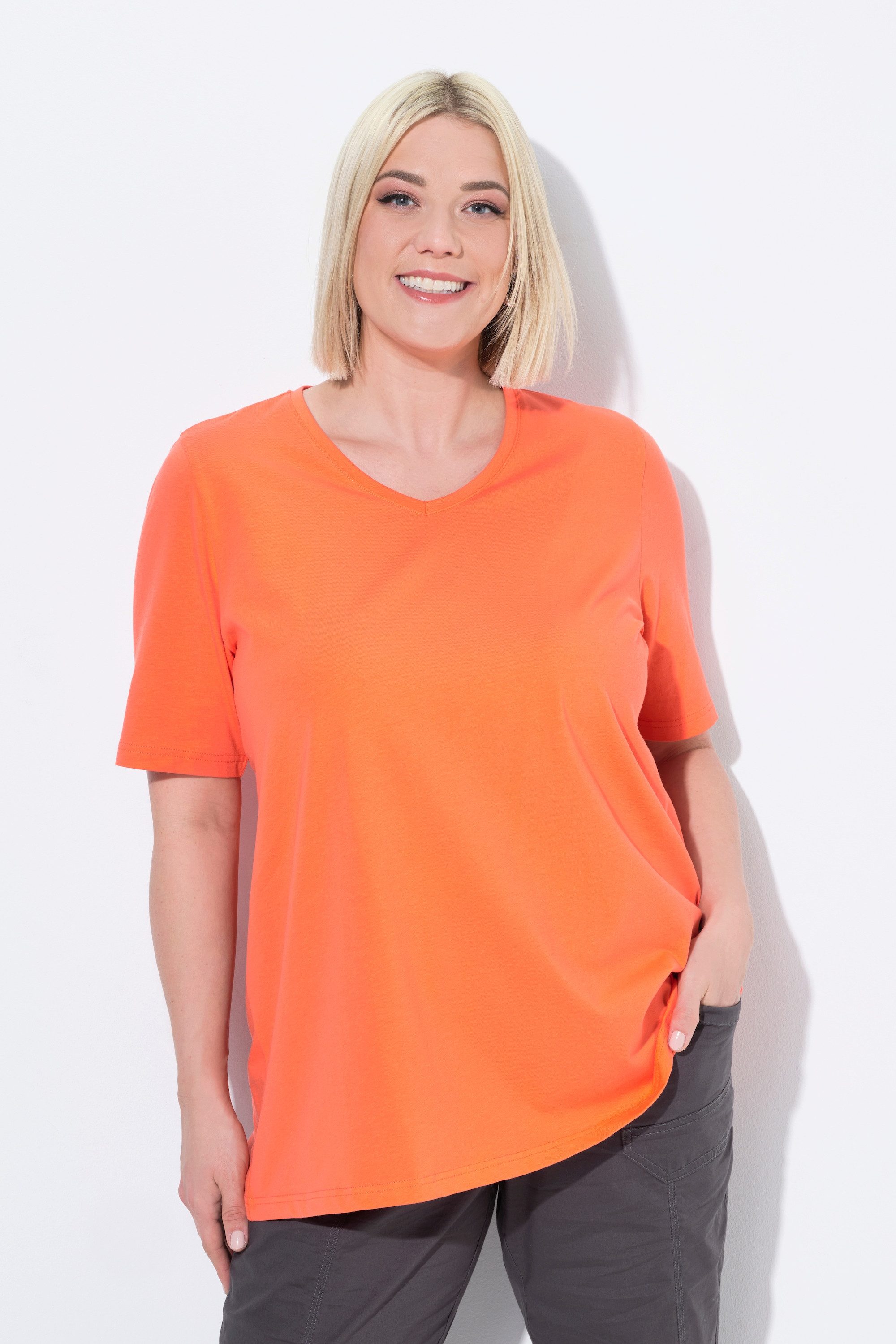 T-Shirt T-Shirt A-Linie V-Ausschnitt Halbarm