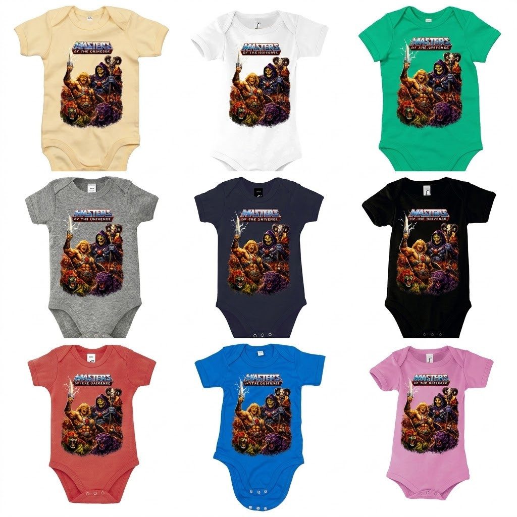 Blondie & Brownie Strampler Baby Body He Man MOTU Retro 80s Krieger Totenschädel Motiv (Einzelteil, Einzelartikel) Eternia Retro Krieger Baby Body Edition