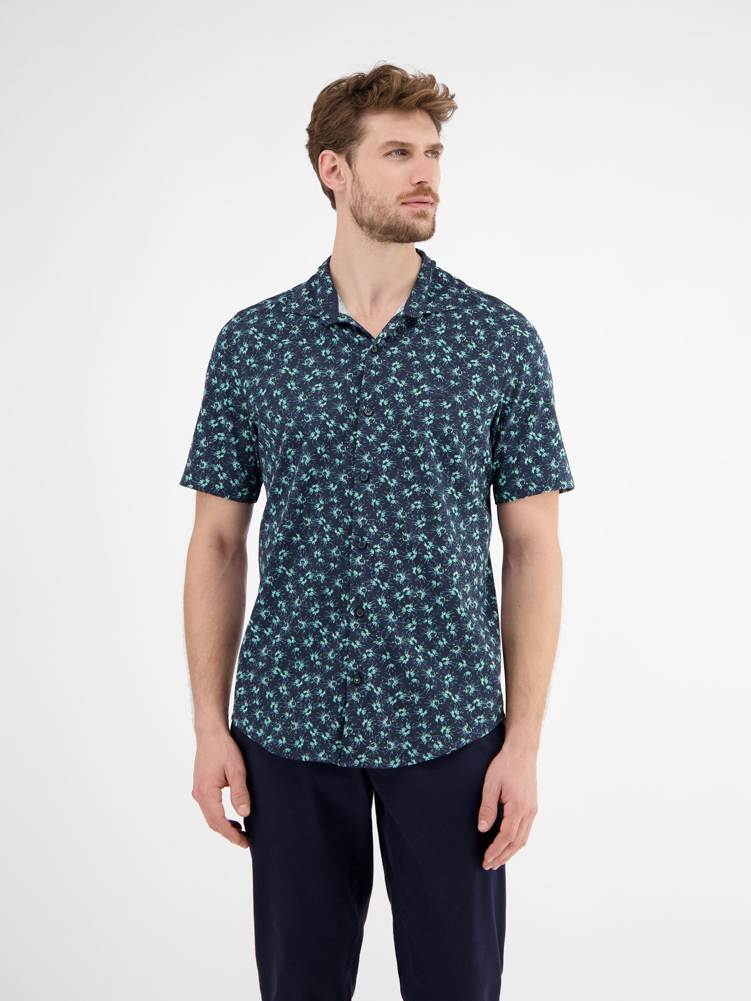 Kurzarmhemd Herren Jerseyhemd, floral gemustert