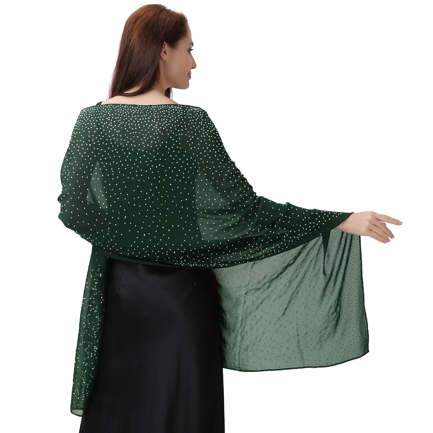 Zaewry Modeschal Glänzender Modeschal, Damen-Strass-Schal, modischer Chiffon-Schal, Stola für Abendkleider