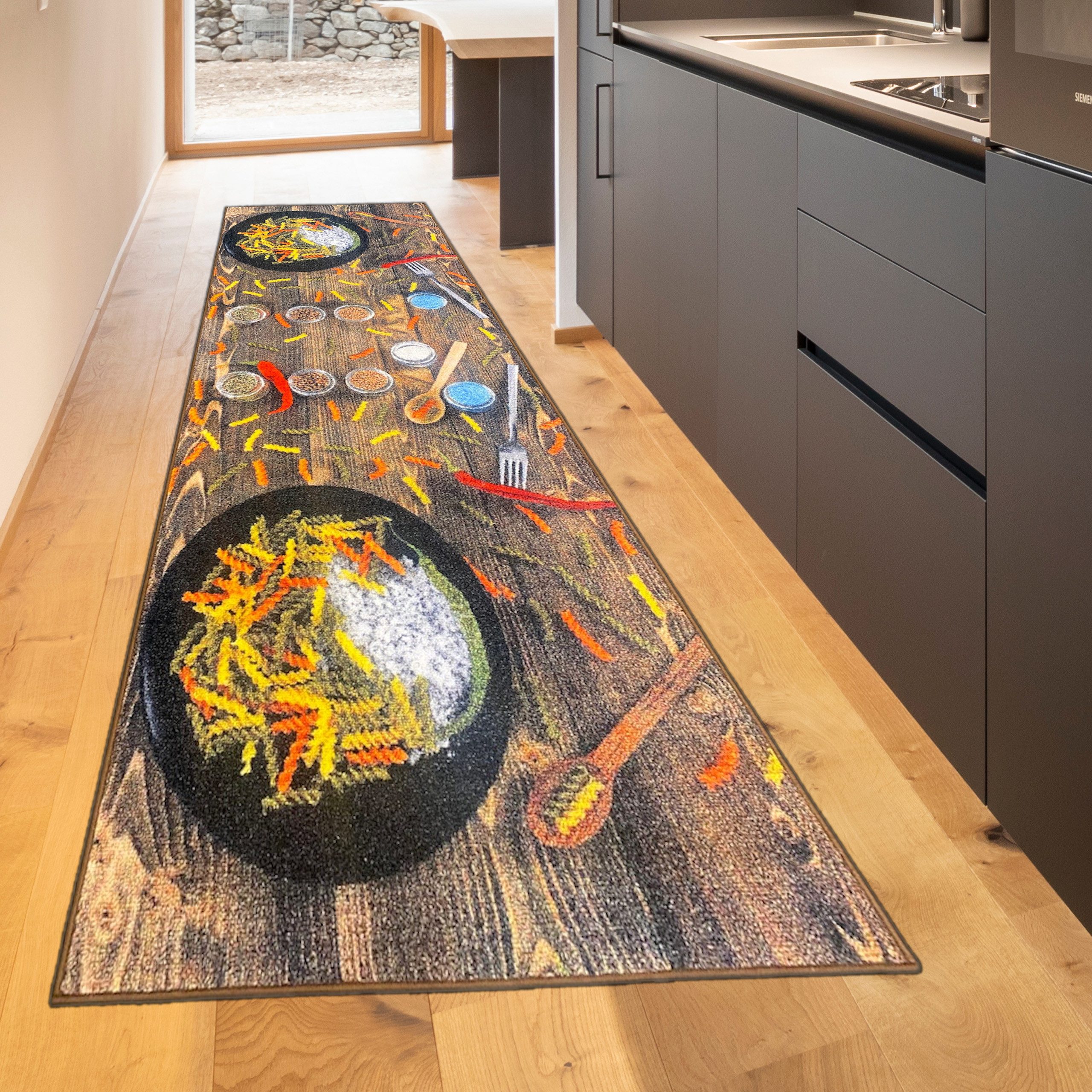 TeppichHome24 Teppich Kuechenteppich Modern, Höhe: 5 mm, pflegeleicht, robust, für Fussbodenheizung geeignet
