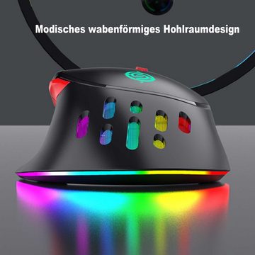 KINSI Mechanische Maus,Maus,PC Maus,Kabellose Maus,Gaming-Maus Gaming-Maus (RGB-Lichteffekt „Running Horse“, sechsfach variable DPI)