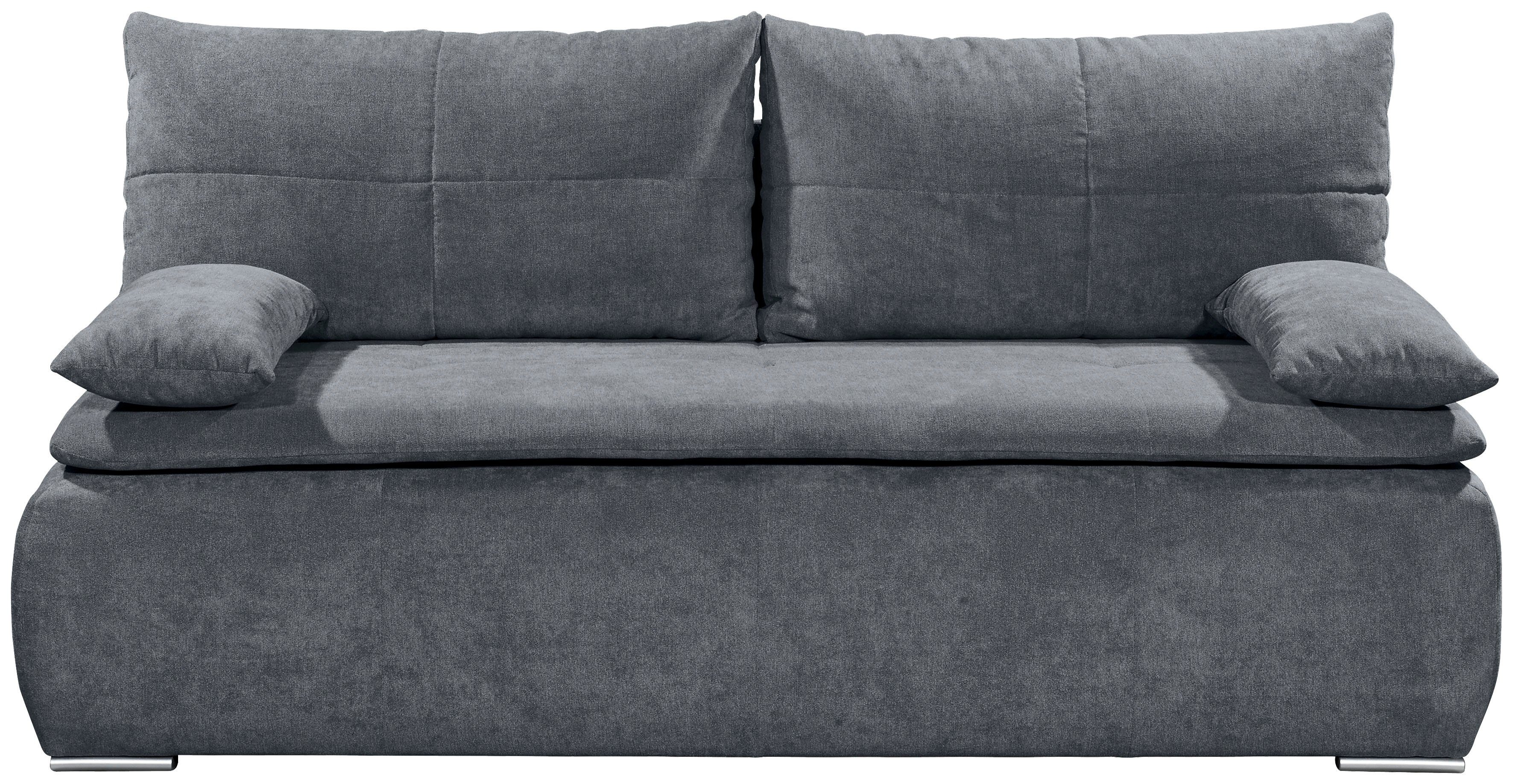 ED EXCITING DESIGN Schlafsofa Jana, mit Bettfunktion und Bettkasten, sowie Rücken- und Armlehnkissen grau-blau