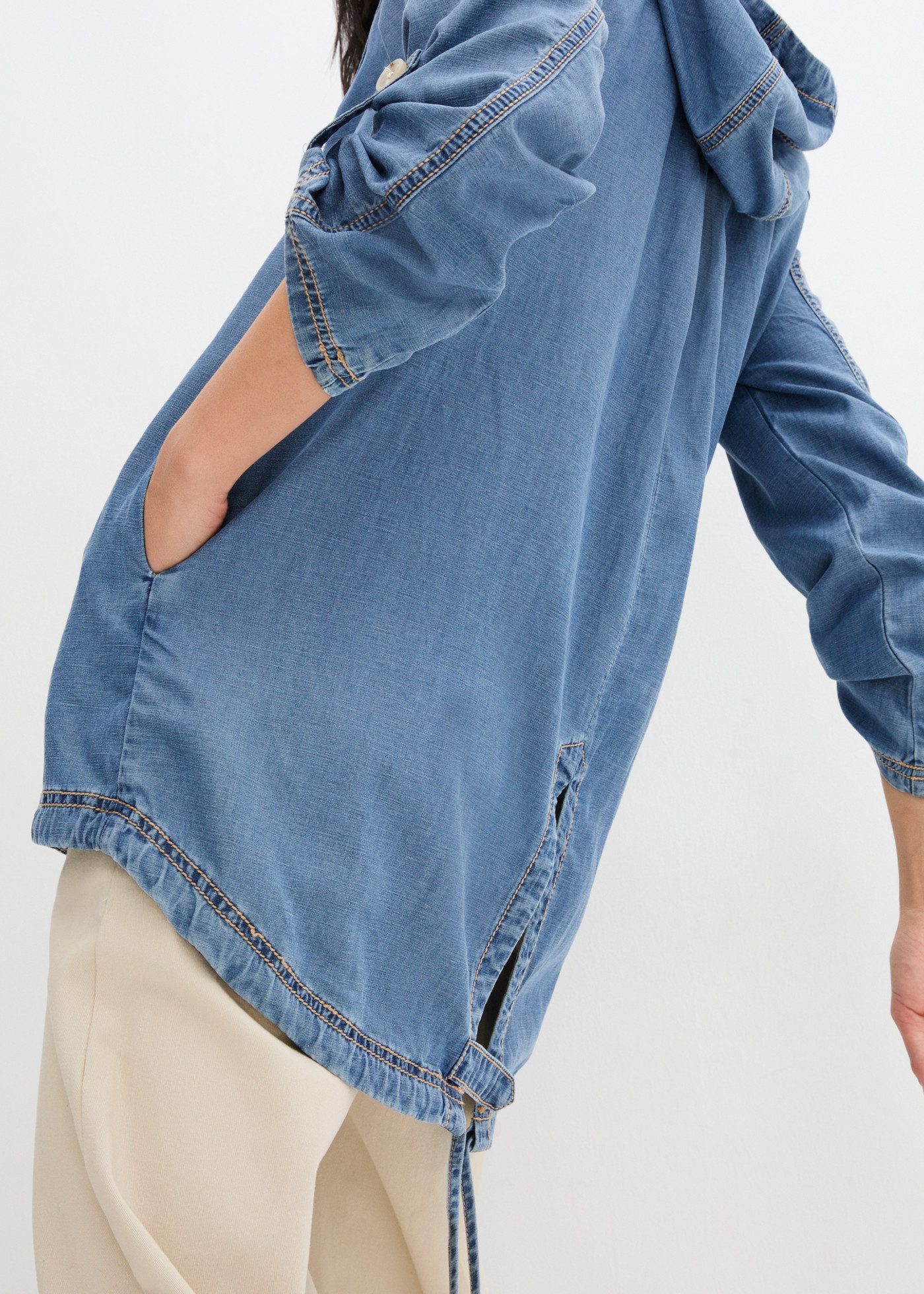 bonprix Hemdjacke mit Kapuze, Loose Fit Passform