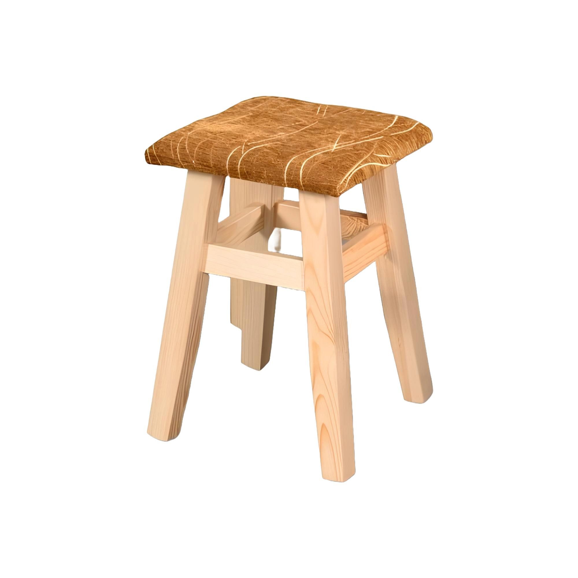Xlmoebel Hocker Handgefertigter Massivholz-Hocker aus Kiefer mit rustikaler Optik (Hocker), Hergestellt in Europa