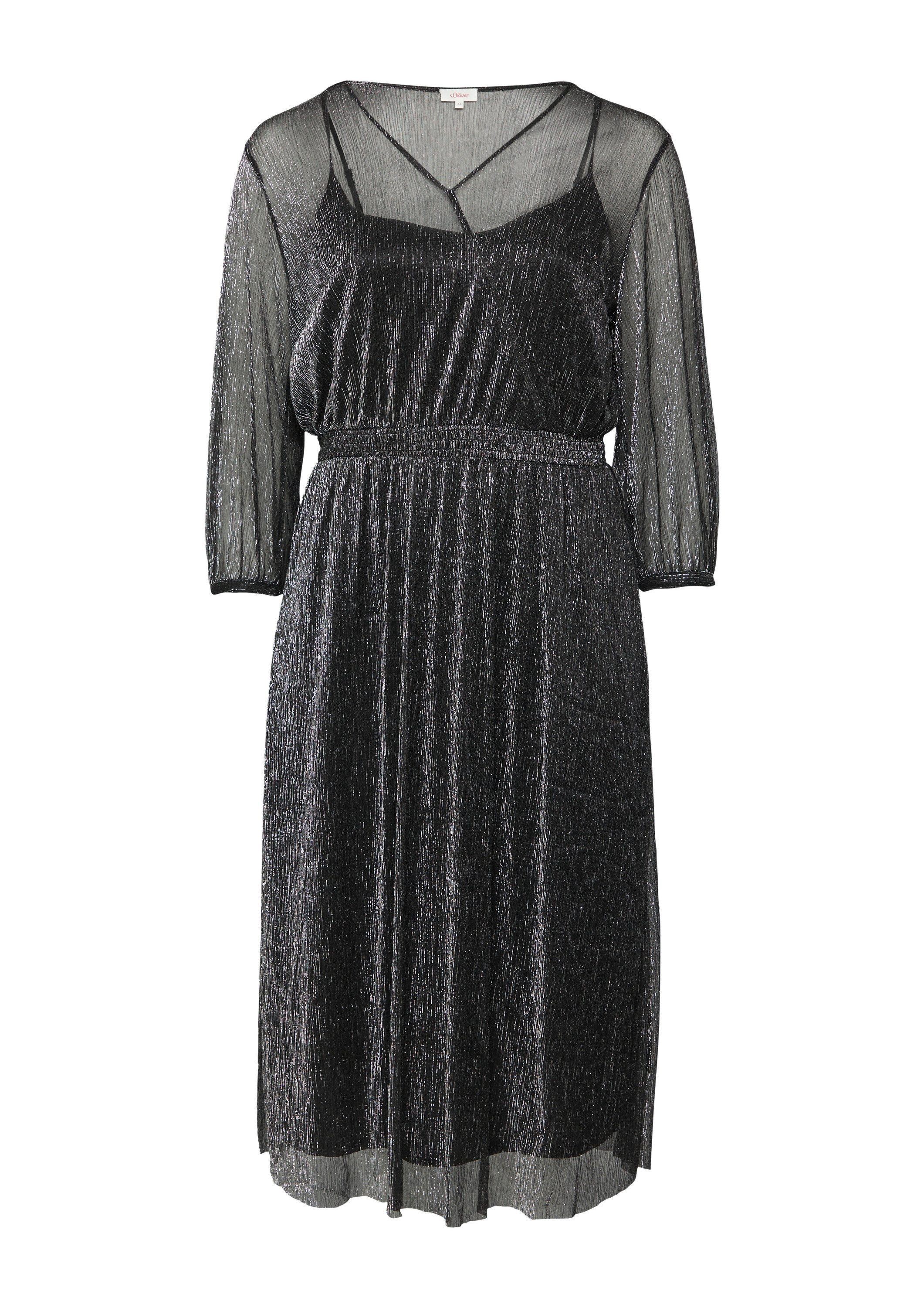 s.Oliver Midikleid Kleid Langes Meshkleid mit Glitzergarn und Smok-Detail