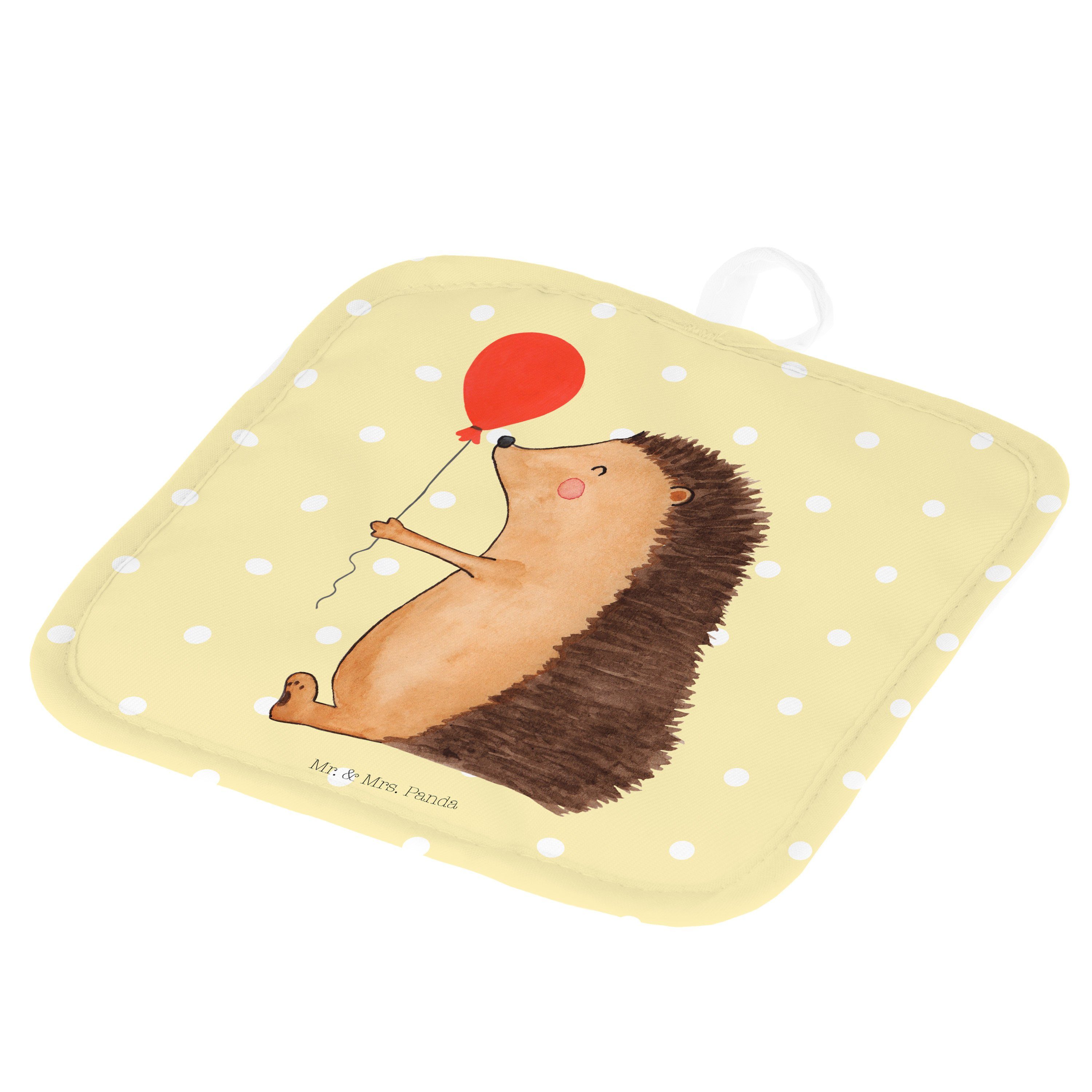 Gelb Geburtstagskind, Mr. mit Luftballon Mrs. (1-tlg) & Panda Geschenk, Pastell - Igel Gute, Topflappen -