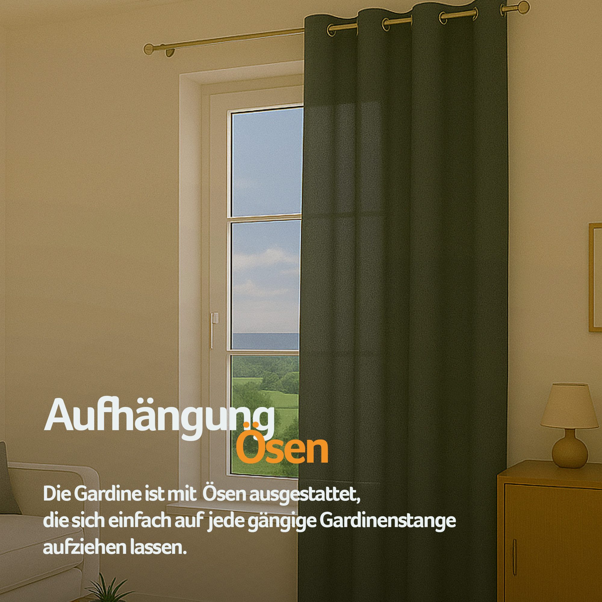 Bestlivings Vorhang „Ellen“ mit Ösen (1 St), Ösen, blickdicht, einfarbig, waschbar bei 30°C, bügelleicht, strapazierfähig, formstabil