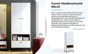 Furnix Kleiderschrank RELIO Garderobenschrank mit Schublade und offener Ablage B135 x H292 x T60 cm