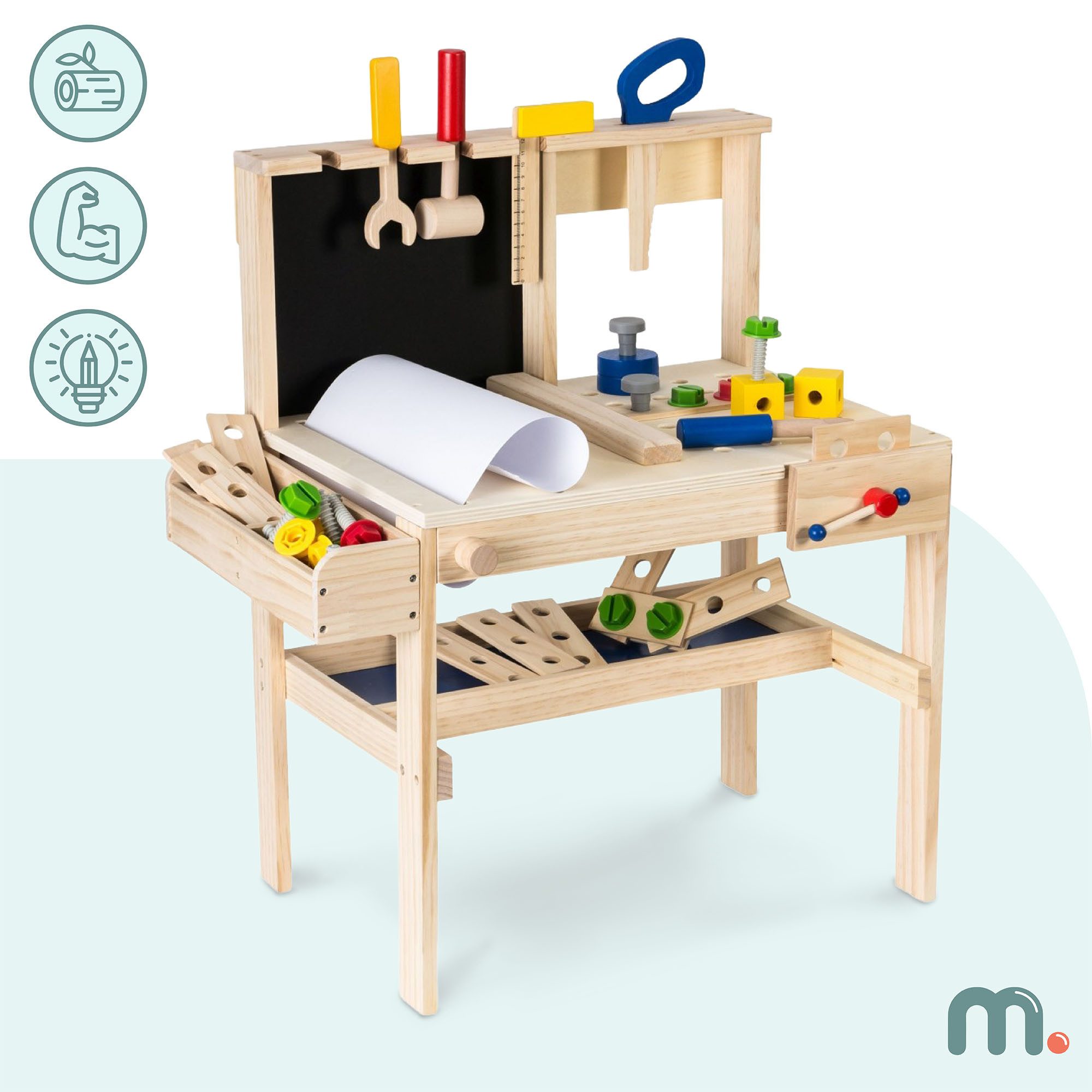 Mamabrum Spielwerkbank Holz-Werkbank für Kinder – Handwerks-Set + Werkzeugg günstig online kaufen