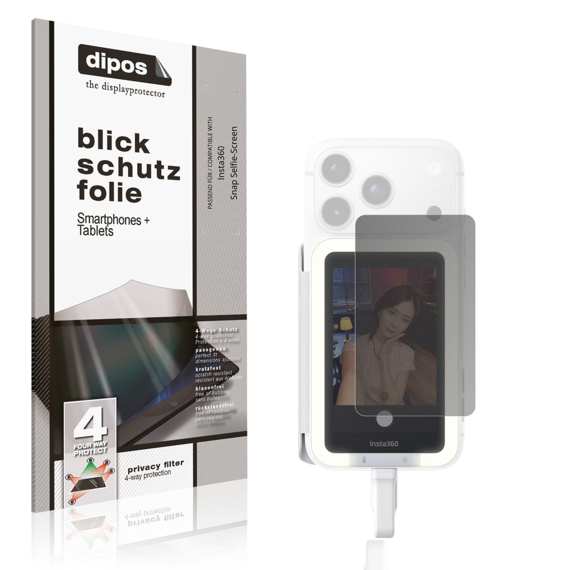 dipos Displayschutzfolie Schutzfolie für Insta360 Snap Selfie-Screen, 1 Stück, Displayschutz Schutz Folie Made in Germany