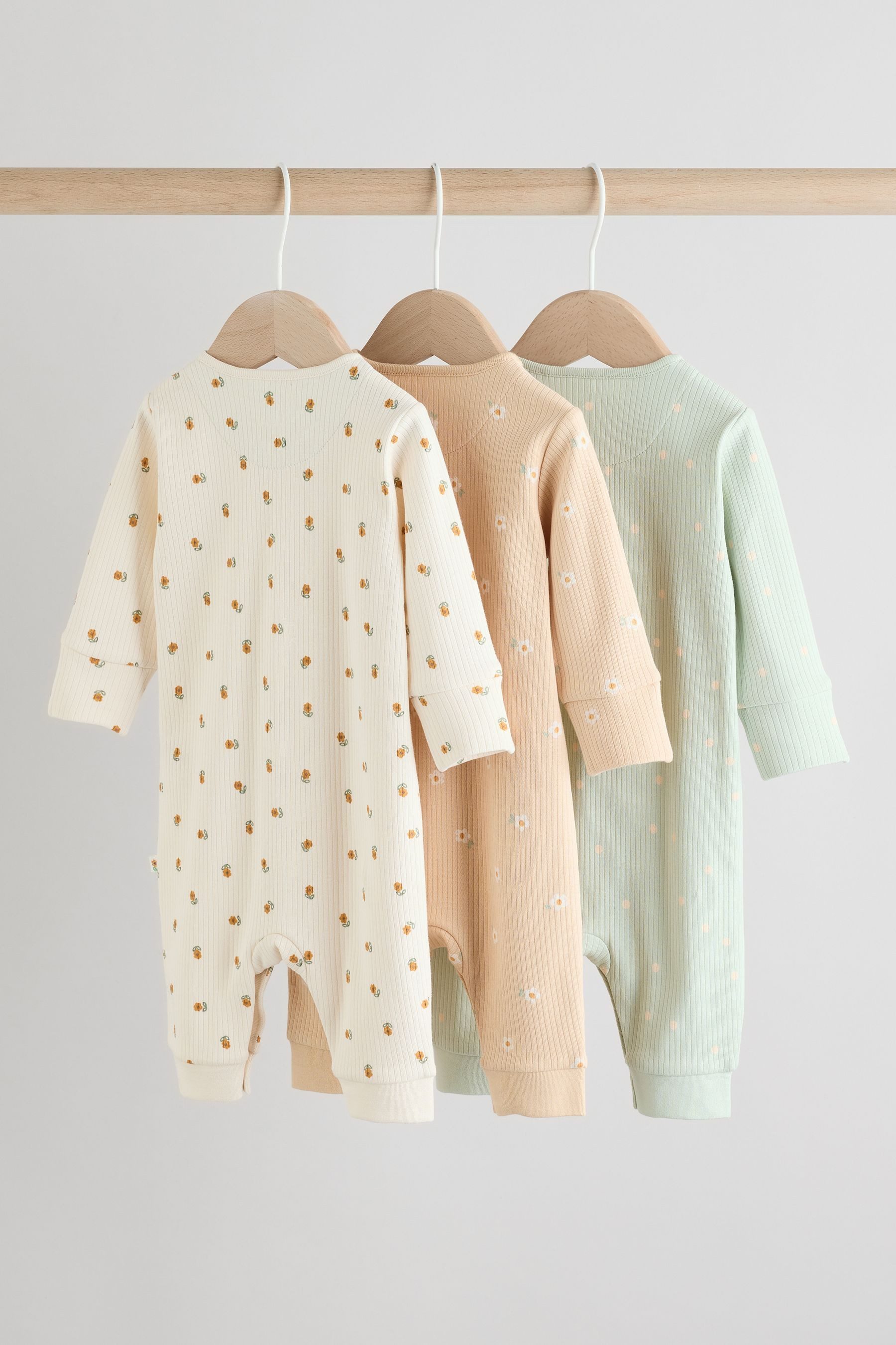 Next Schlafoverall Babyschlafanzüge ohne Fuß mit Druckknopf, 3er-Pack (3-tlg)