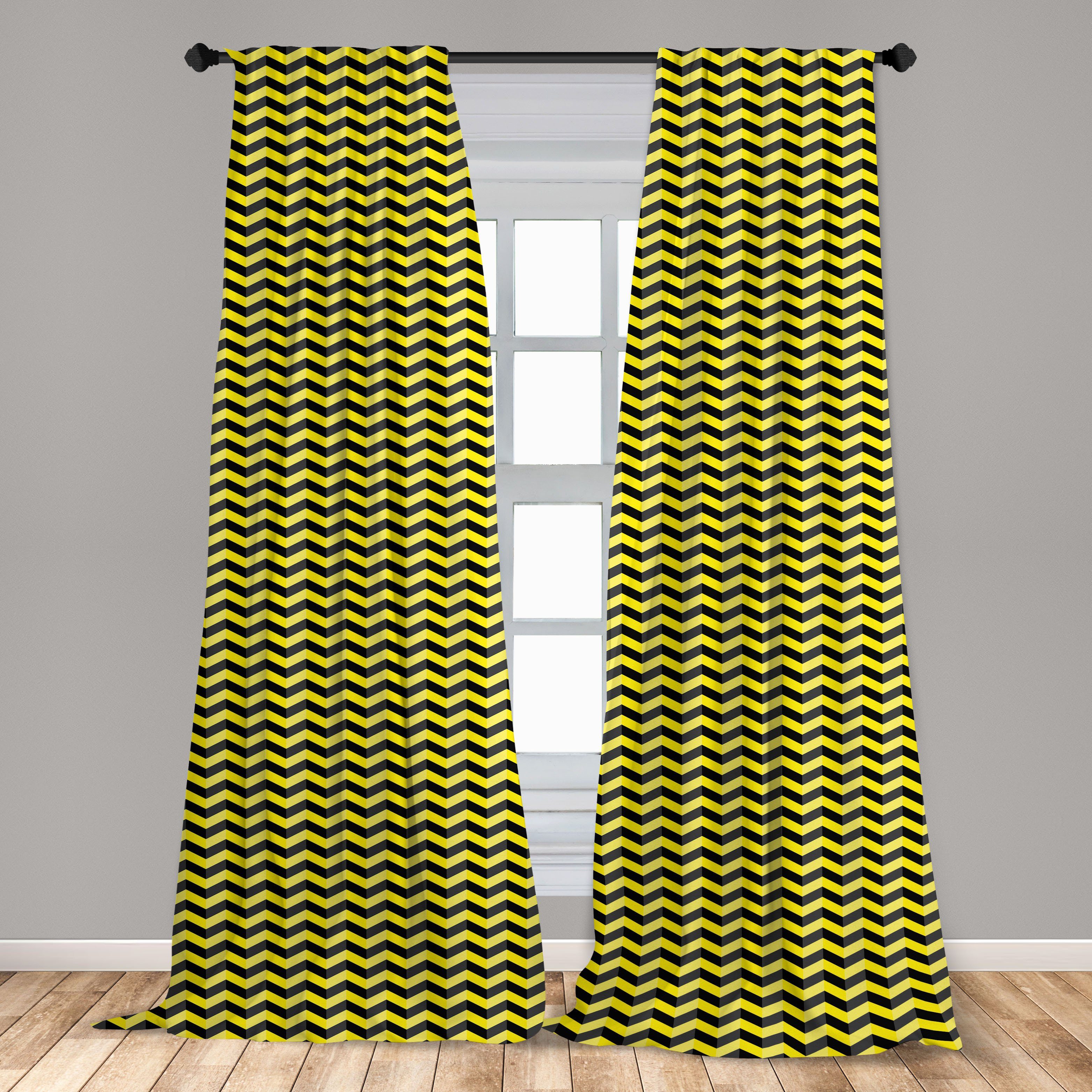 Gardine Vorhang für Wohnzimmer Schlafzimmer Chevron Microfaser, Abakuhaus, Warnschild Yellow Dekor