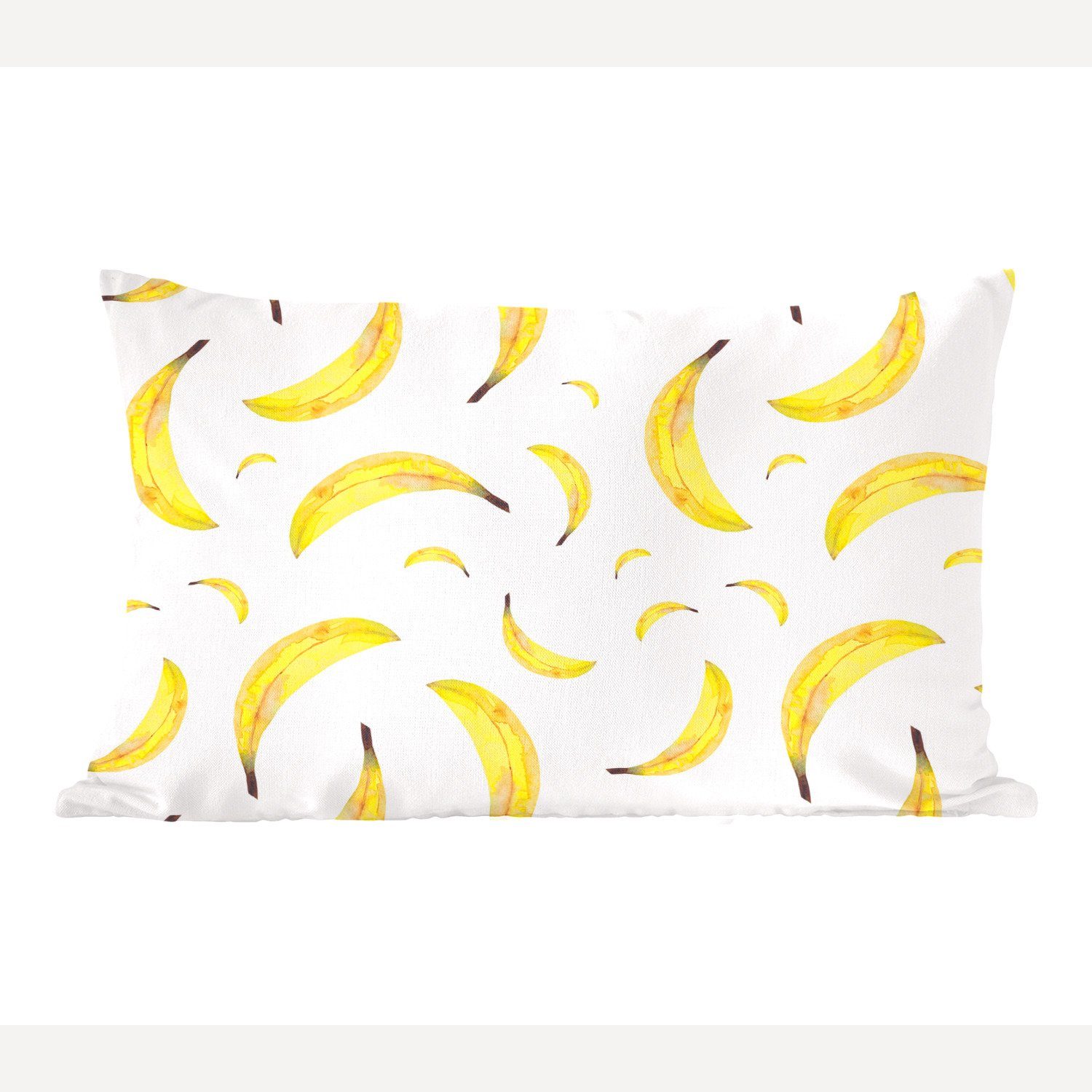 MuchoWow Dekokissen Bananen - Obst - Weiß, Wohzimmer Dekoration, Zierkissen, Dekokissen mit Füllung, Schlafzimmer