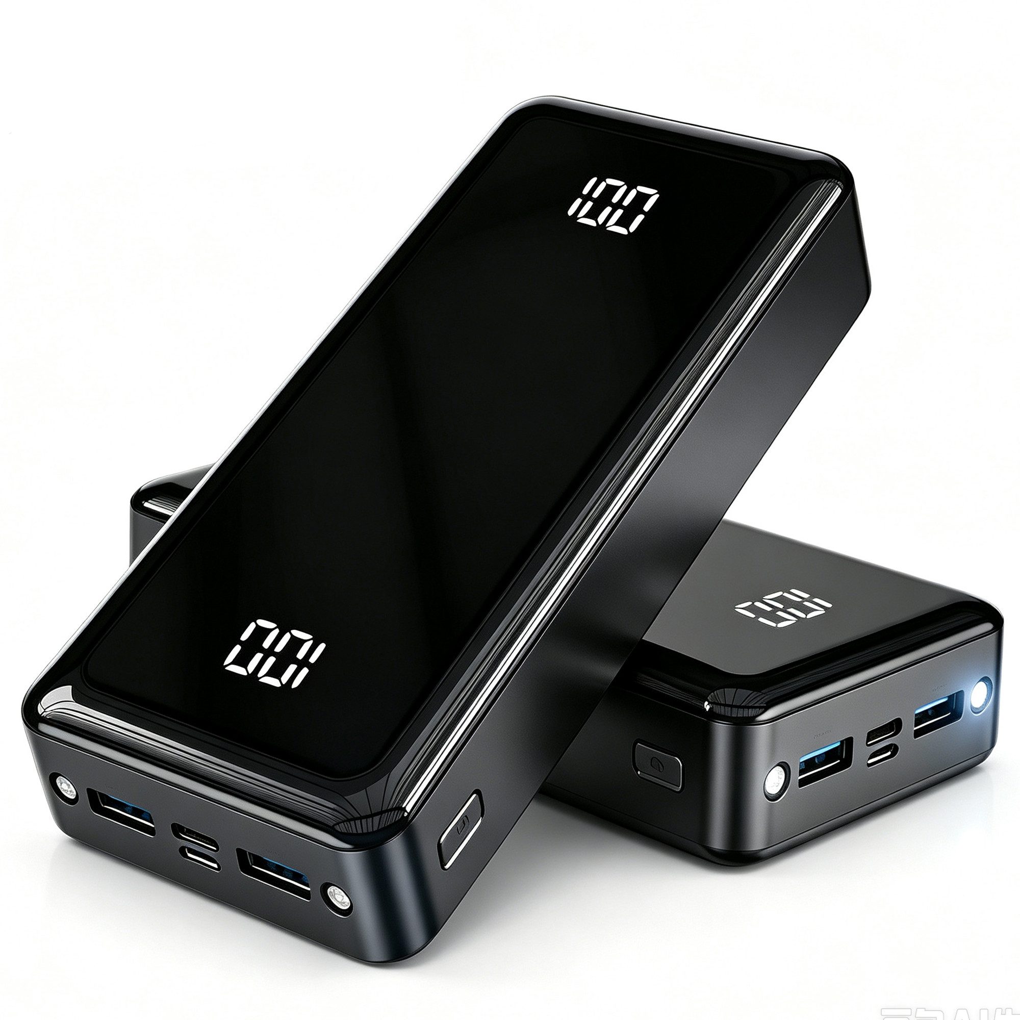 Pdgrid 2PCS / 24000 mAh, 22,5 W USB-C-Powerbank, Schnellladefunktion Powerbank (12 V), Kostenloses Ladekabel, mit Taschenlampe