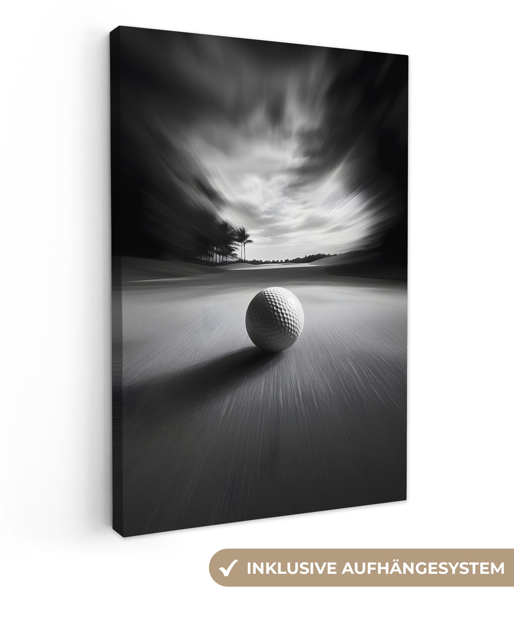 Leinwandbild Golfball - Unscharf - Schwarz