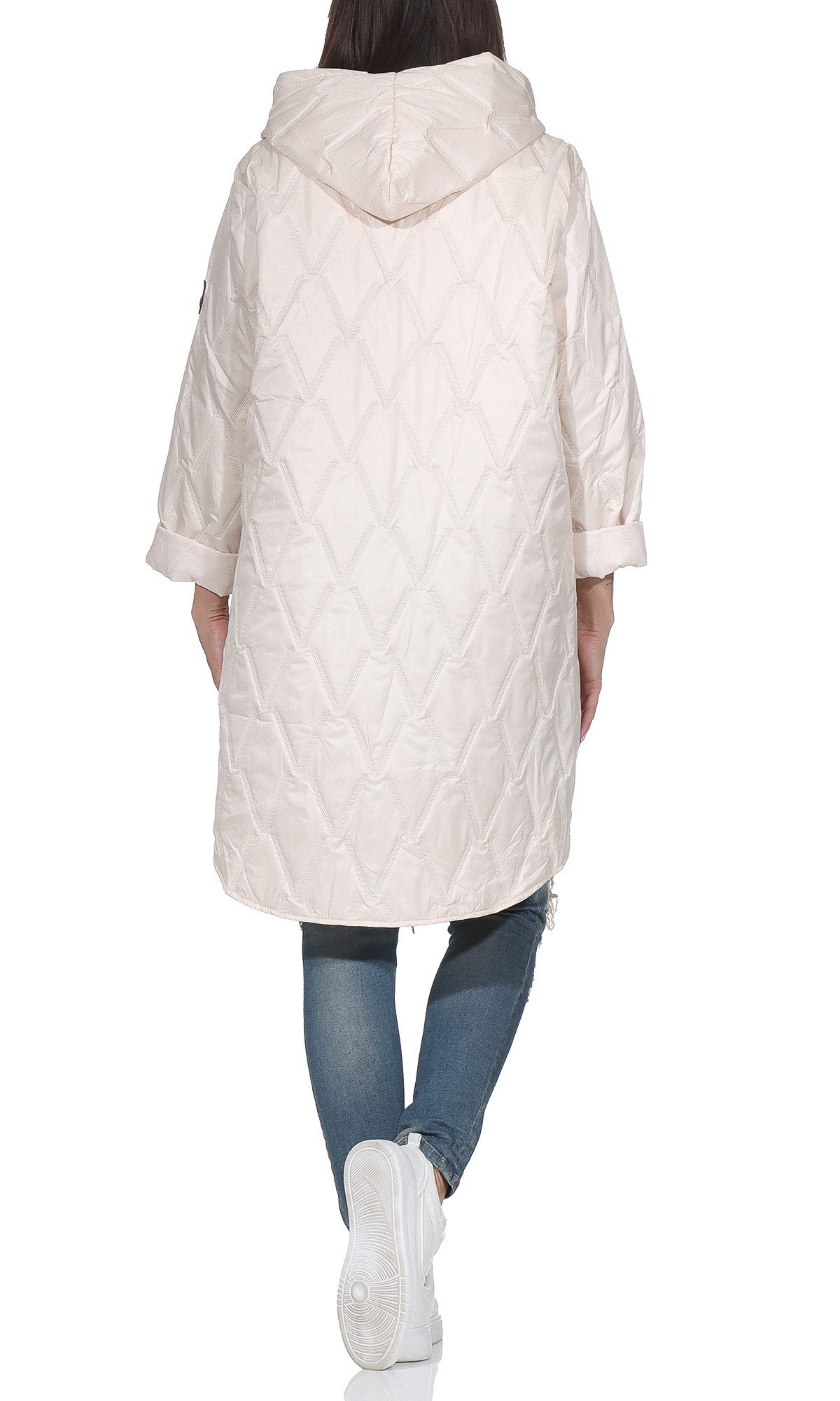 simaranda Langjacke Steppjacke lang stylischer Trenchcoat 5343 mit Kapuze