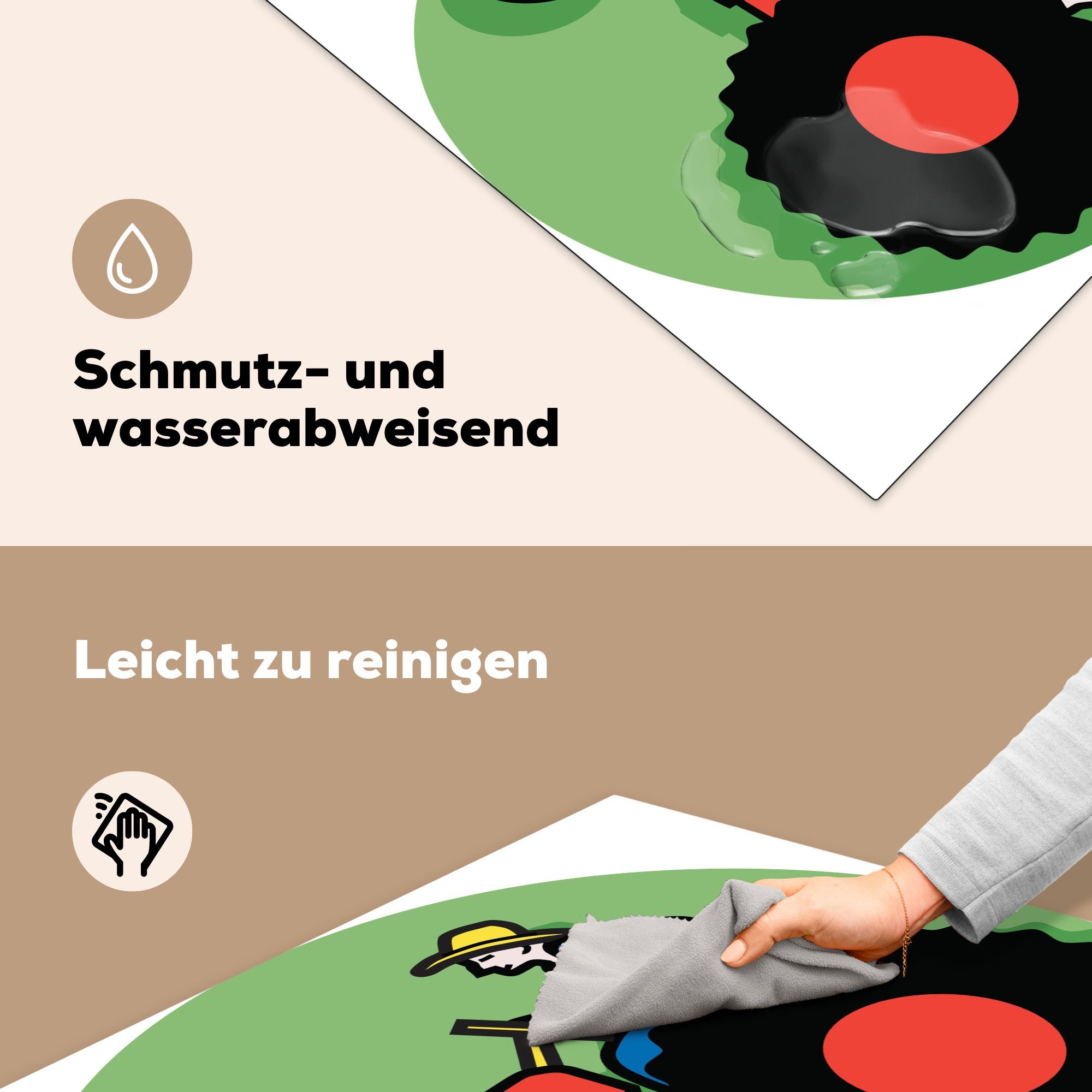 Vinyl, für (1 78x78 MuchoWow Rot, Ceranfeldabdeckung, Traktor Arbeitsplatte Herdblende-/Abdeckplatte - tlg), cm, - Landwirt küche