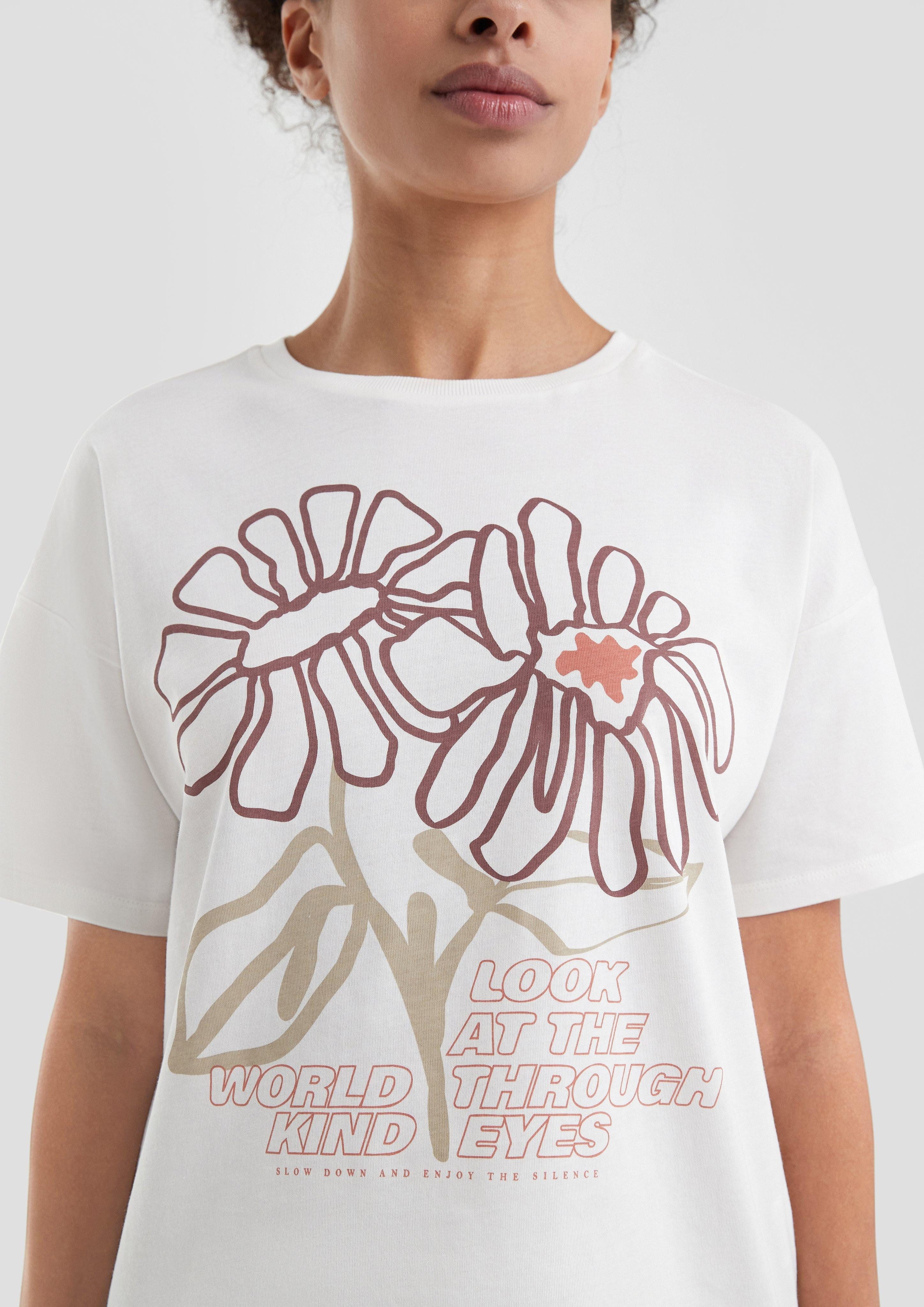 QS Kurzarmshirt Baumwollshirt mit überschnittener Schulter günstig online kaufen