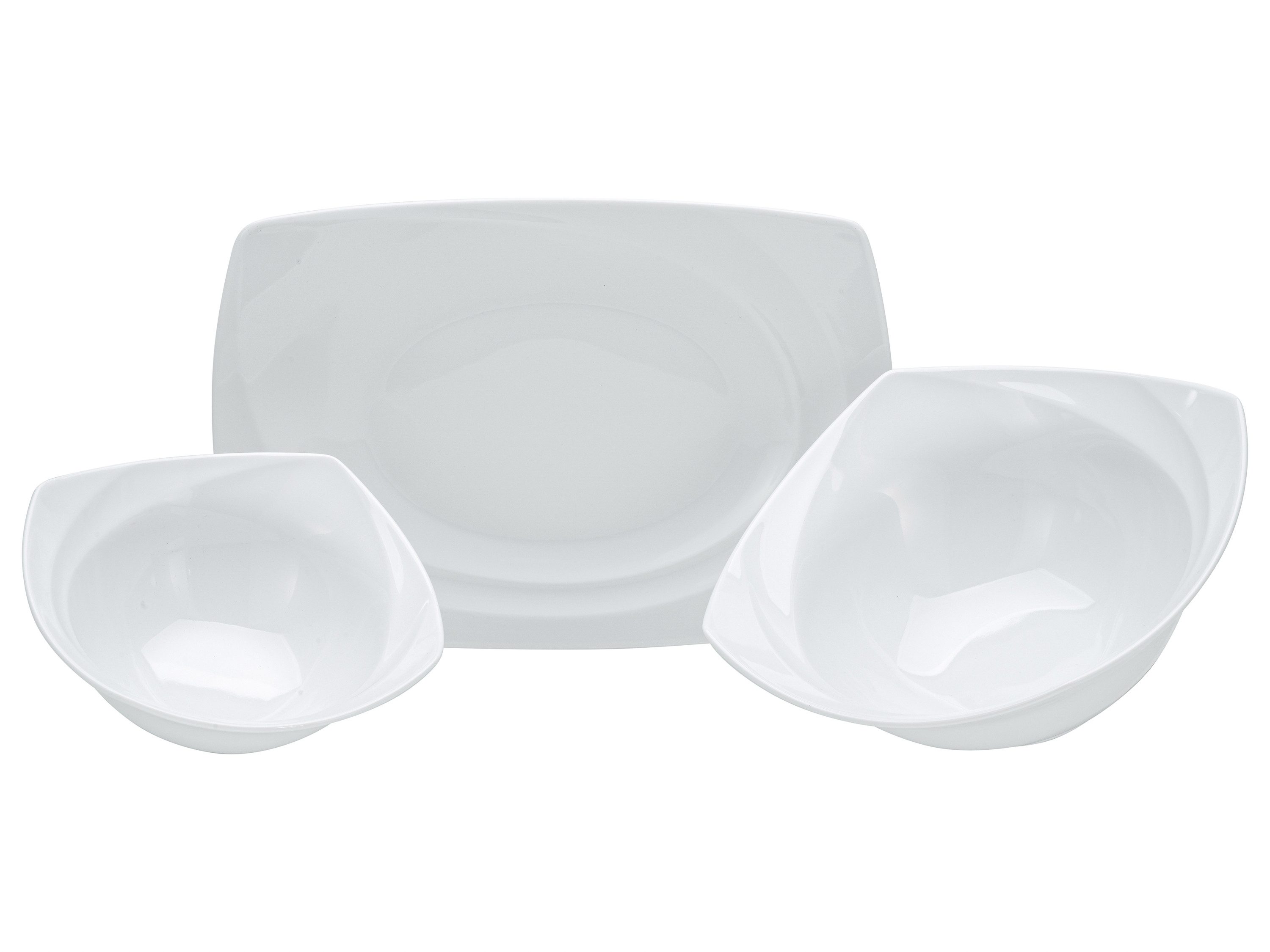 CreaTable Servierteller Celebration Weiss Servierset 3-tlg, Porzellan, (3-tlg., 1 Servierplatte, 1 Suppenteller, 1 Mehrzweckschale)