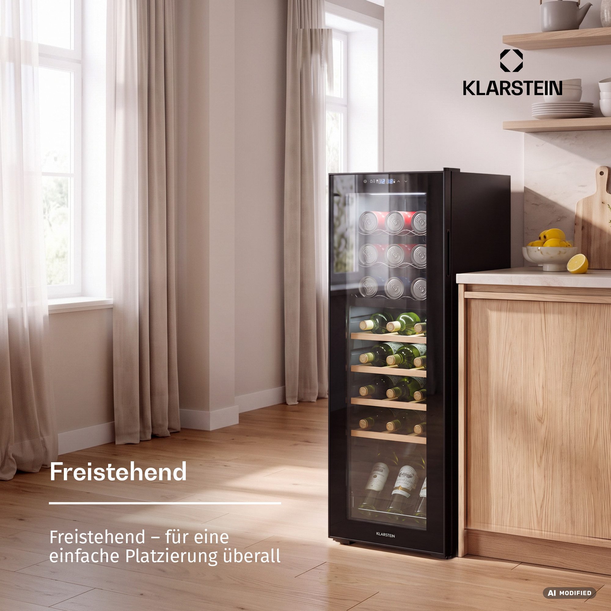 Klarstein Weinkühlschrank Bovella 27 Duo+, für 27 Standardflaschen á 0,75l,2 Zonen Duo Wein Flaschenkühlschrank Weintemperierschrank Getränke – Bild 5 von 5