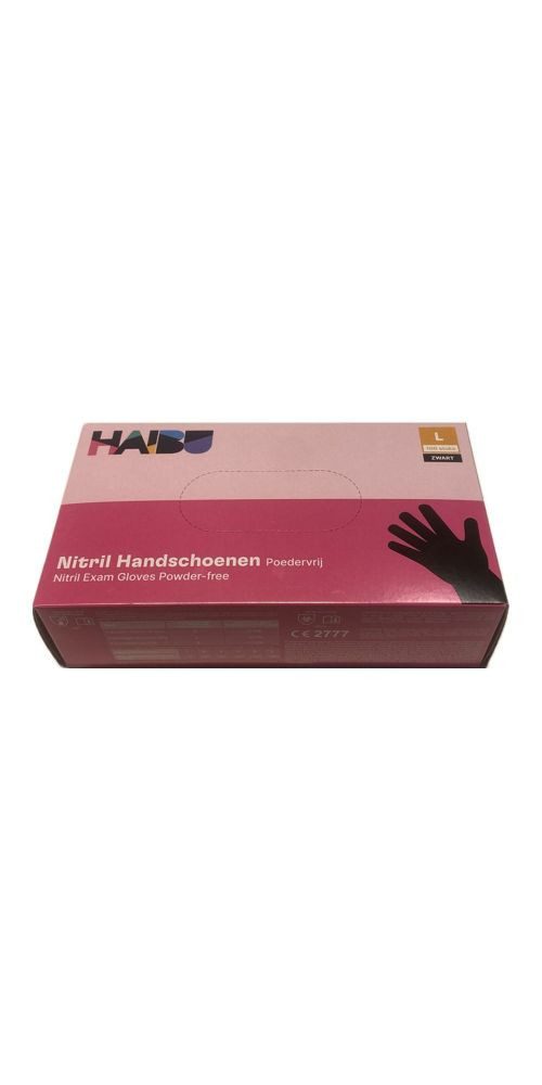 Einweghandschuhe Haibu Nitril Handschuhe Puderfrei Schwarz Größe L - 100 Stk