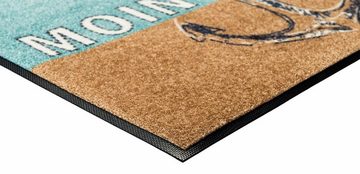Fußmatte Moin Moin, wash+dry by Kleen-Tex, rechteckig, Höhe: 9 mm, Schmutzfangmatte, mit Spruch, maritim, rutschhemmend