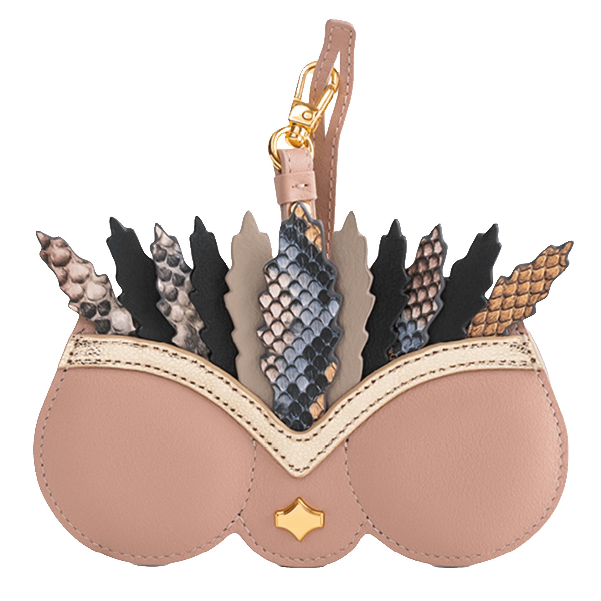 ANY DI Brillenetui ANY DI MUNICH Brillenetui SunCover Boho Queen aus Leder in Rosé, Lederband mit Karabiner, 24 Karat Vergoldung