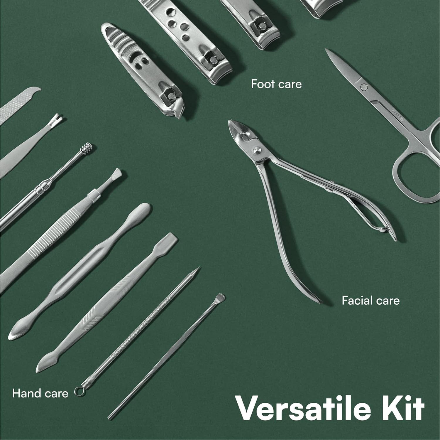 H&S Maniküre-Etui H&S Maniküre- und Pediküre-Set 14-teilig, Edelstahl, grün