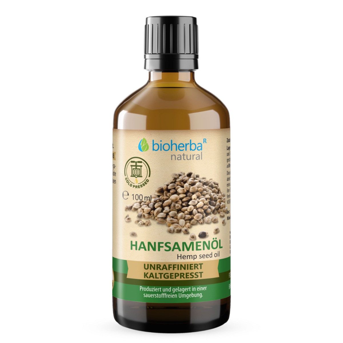BIOHERBA R Hanfsamenöl kaltgepresst – Natürliches Hanföl 100 ml Nahrungsergänzungsmittel