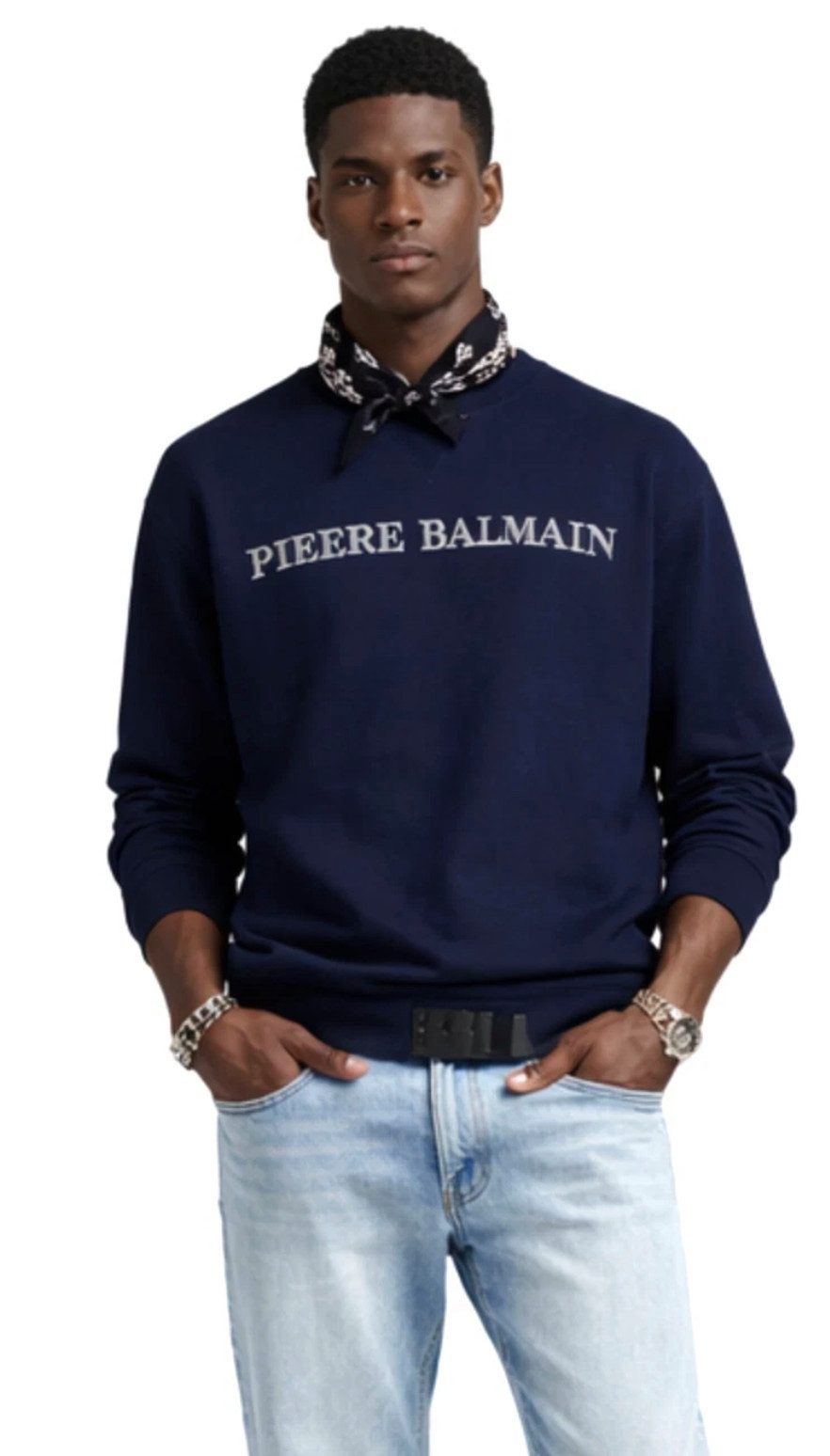 Balmain Paris Sweatshirt Pierre Balmain Pullover Relaxef Comfort Fit Gerippten Kragen mit elastischen Bündchen