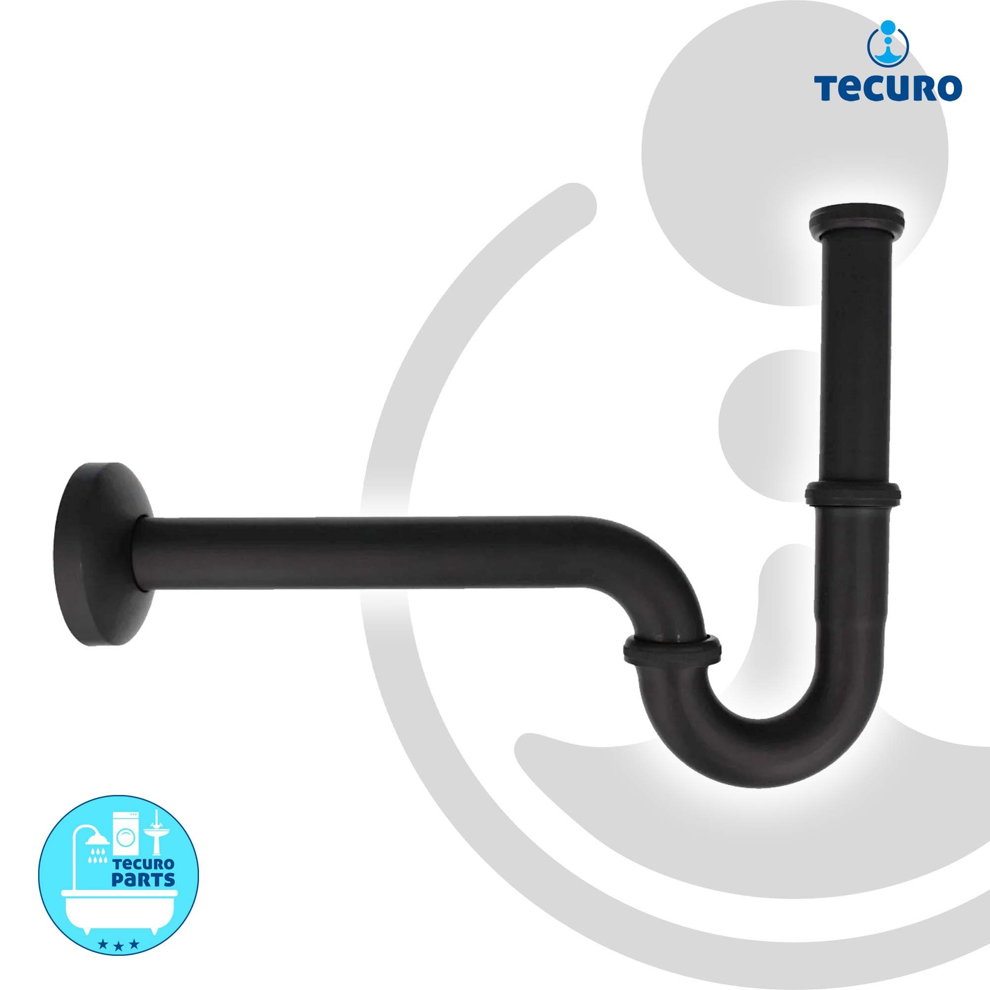 tecuro Siphon Röhrengeruchsverschluss Messing schwarz-matt