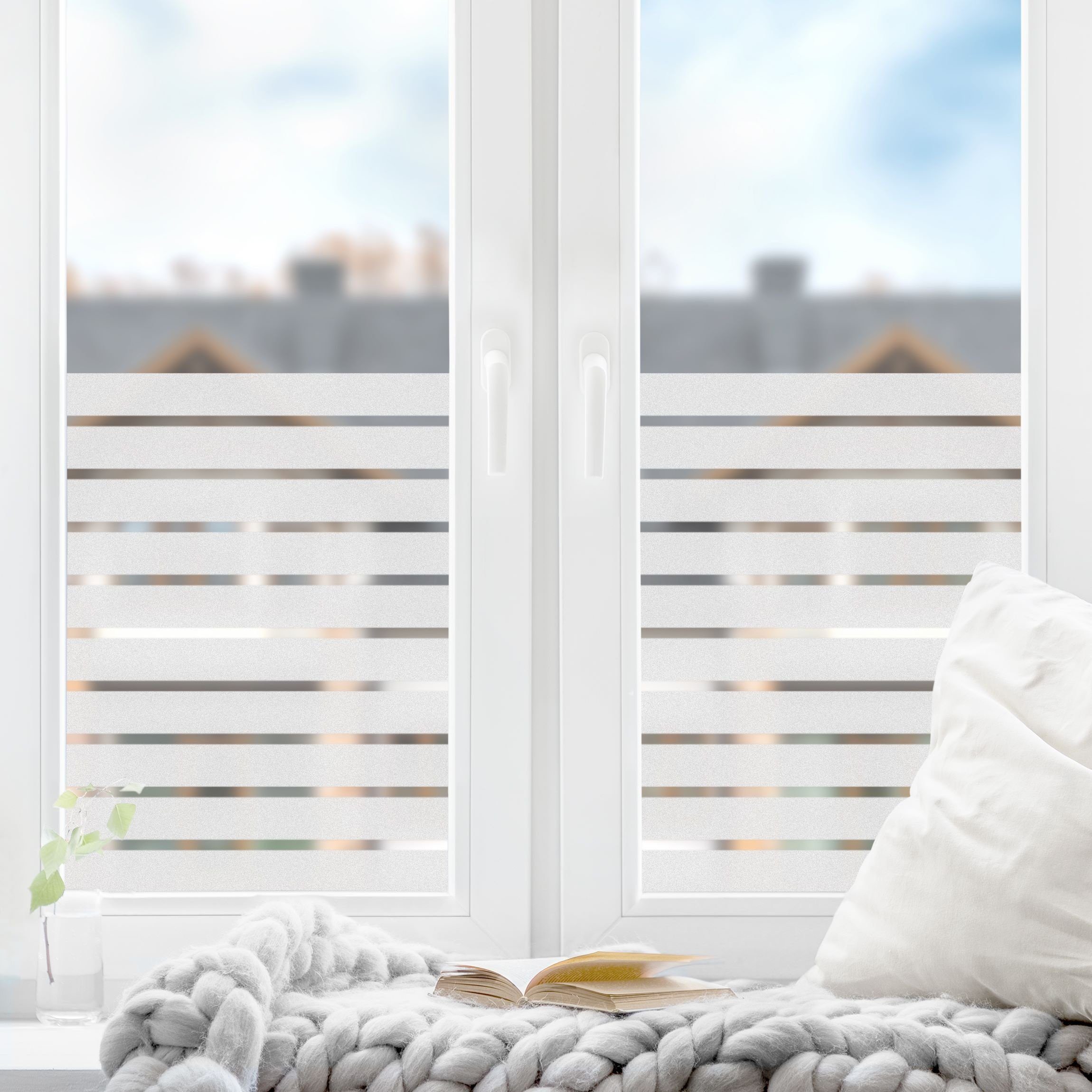 Bilderdepot24 Fensterfolie statisch haftend Motiv Fensterdeko Streifen Muster Muster, blickdicht, Innen Fenster Tür Balkontür Küche Badezimmer Wohnzimmer Schlafzimmer