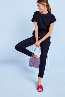 Next Jumpsuit Kurzärmeliger Denim-Overall mit Bindegürtel (1-tlg)