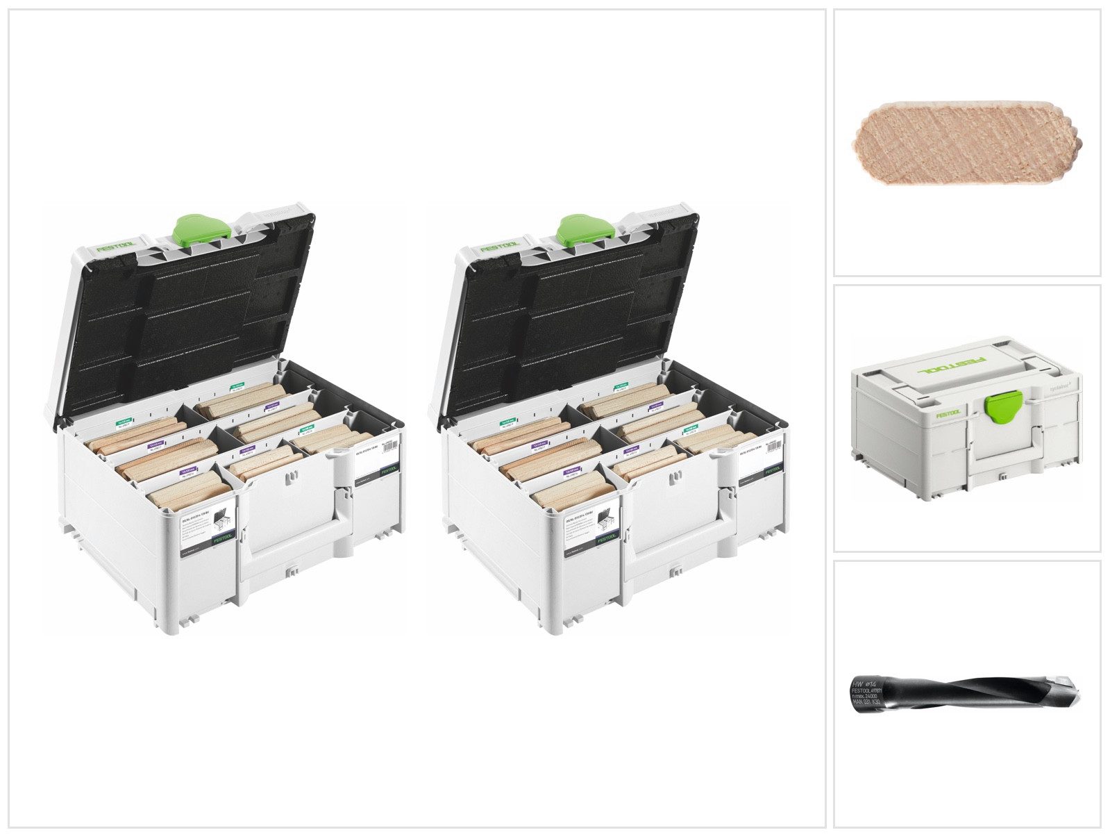 FESTOOL Dübel-Set 2x DS/XL D12/D14 128 BU DOMINO XL 128 tlg. Dübel Sortiment
