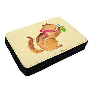 Mr. & Mrs. Panda Federmäppchen Eichhörnchen Smoothie - Gelb Pastell - Geschenk, Stifterolle, Federmä, (1-tlg), Komplett bestückt