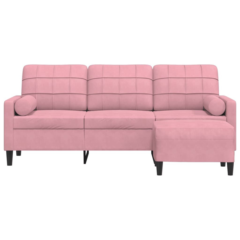 vidaXL Sofa 3-Sitzer-Sofa mit Hocker Rosa günstig online kaufen
