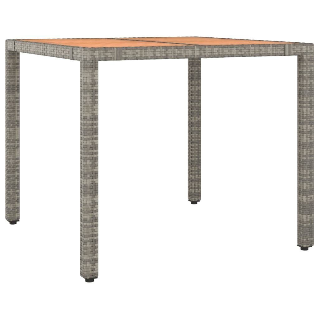 Gartentisch Gartentisch mit Holzplatte Grau Poly Rattan & Massivholz