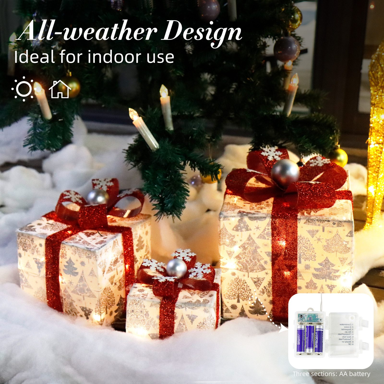 CCLIFE Dekokorb LED Geschenkbox Weihnachten Weihnachtenbox