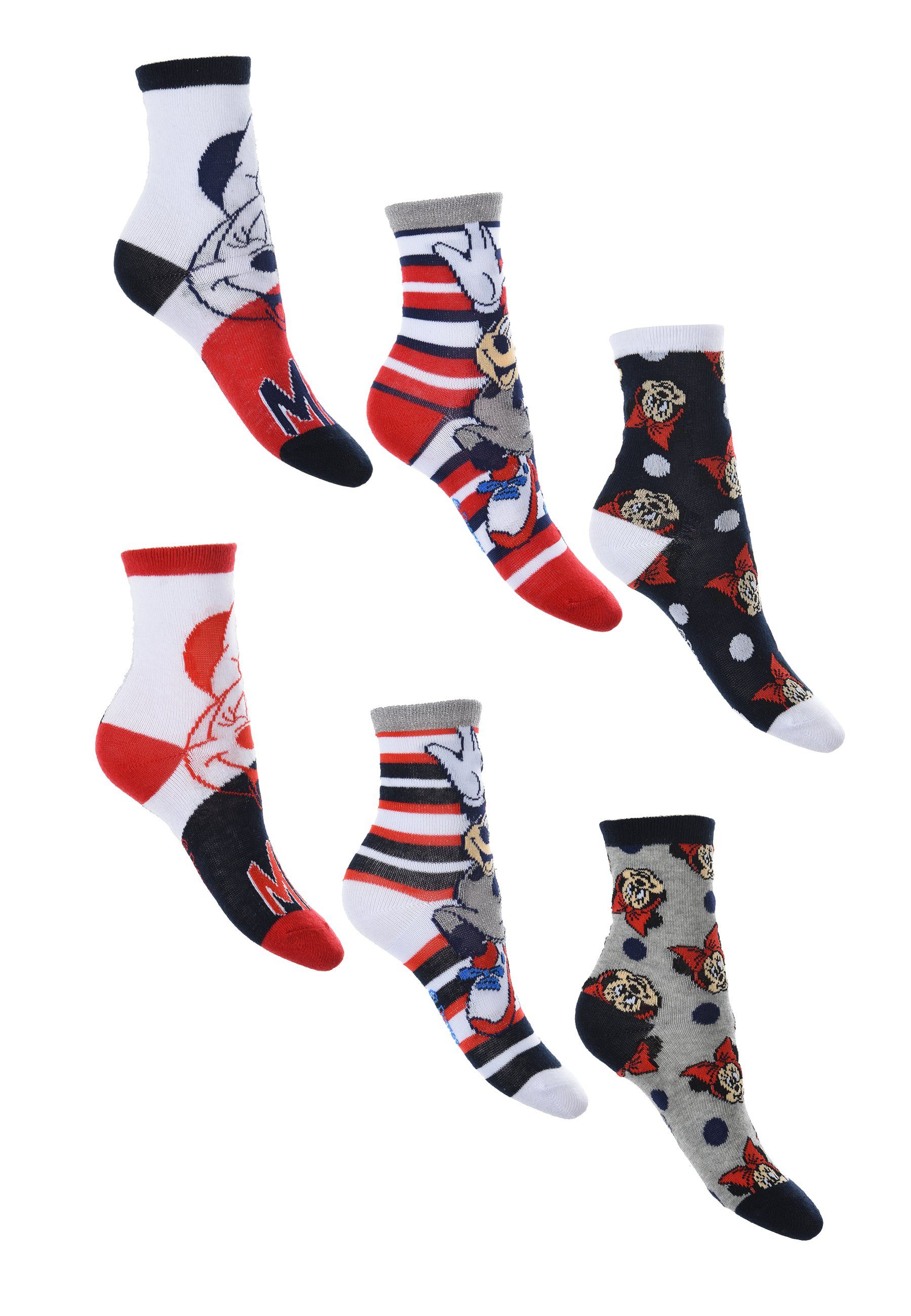 Disney Minnie Socken Mädchen Kinder Mouse Strümpfe (6-Paar) Socken