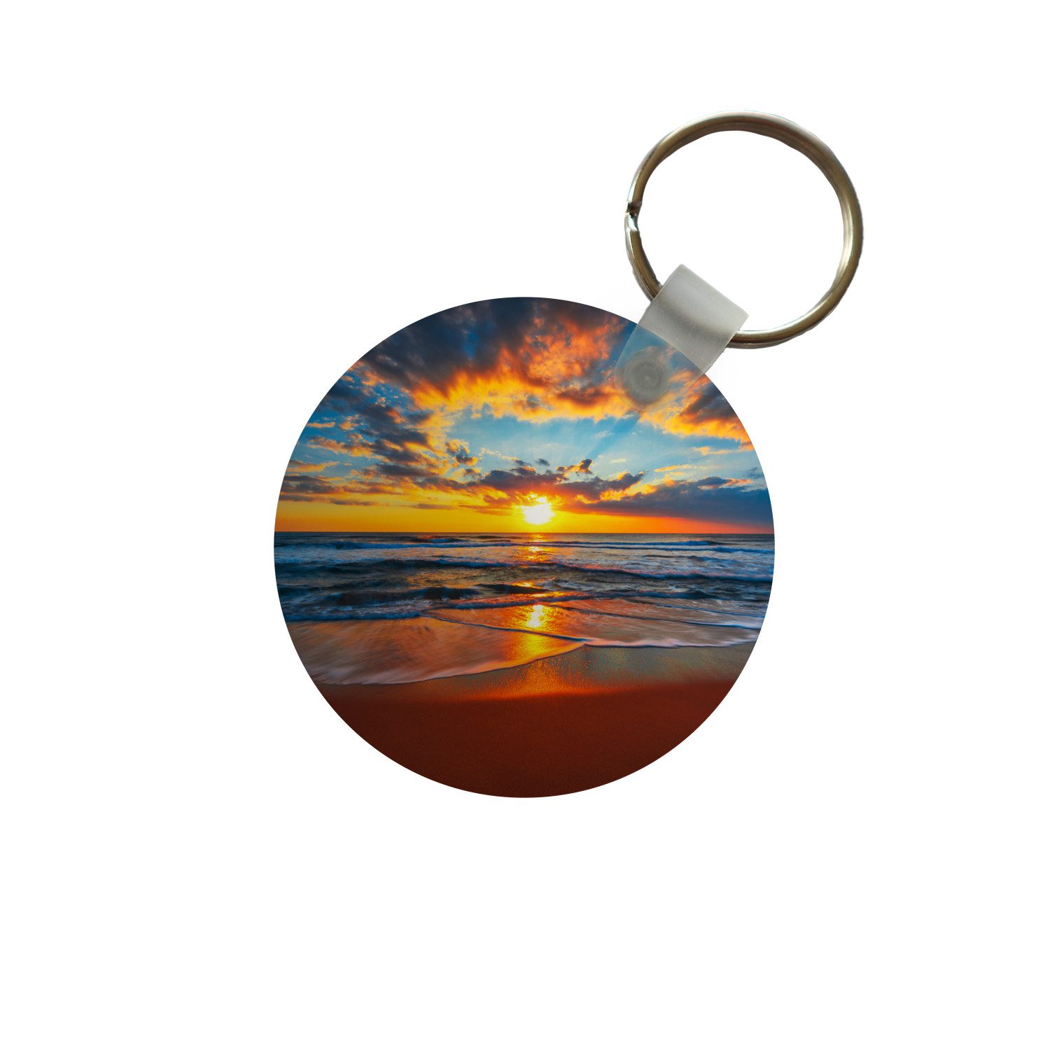 Schlüsselanhänger Meer - Sonnenuntergang - Strand - Wolken - Orange