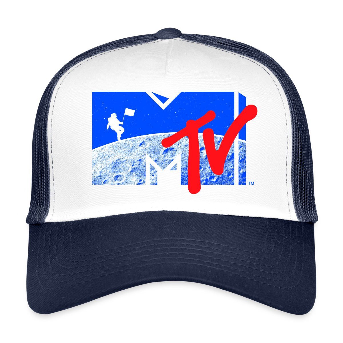 Trucker Cap MTV Logo Cooles Mond-Design Mit Astronaut Trucker Cap