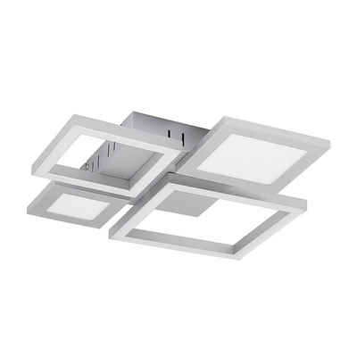 Lucande LED Deckenleuchte Narumi, dimmbar, LED-Leuchtmittel fest verbaut, Farbwechsel warmweiß / tageslicht, Modern, Aluminium, Eisen, Kunststoff, weiß, silber gebürstet, 1