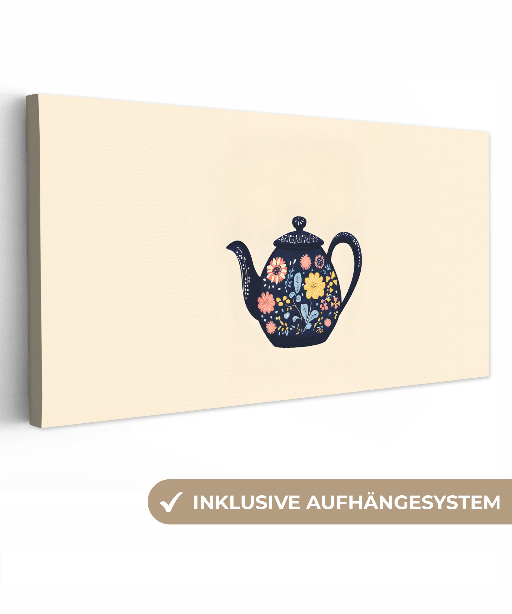 OneMillionCanvasses® Leinwandbild Panorama Teekanne - Bunt günstig online kaufen