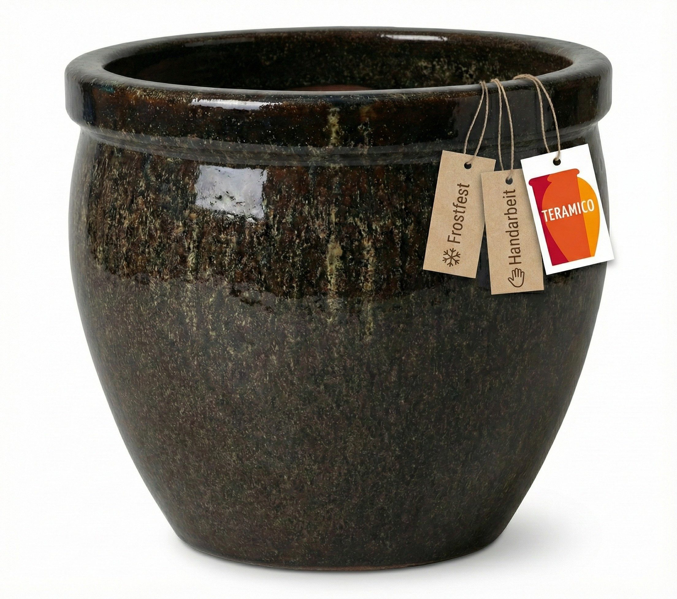 Teramico Blumentopf Pflanzgefäß "Tall" Braun – Ø 21 bis 37 cm (1 St), Frostfest, UV-Fest