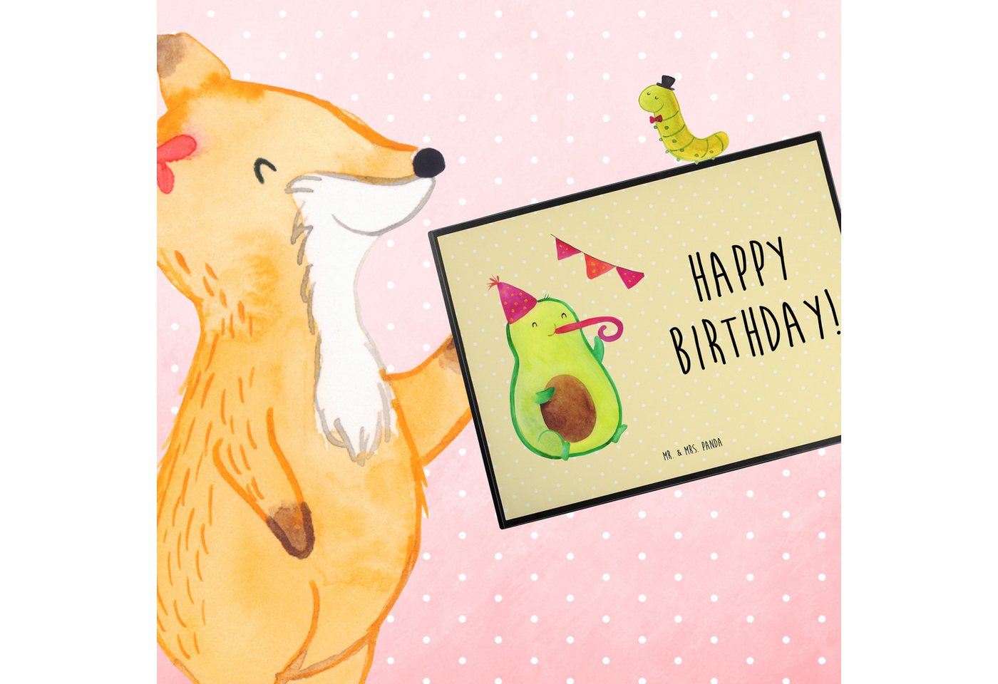 Thumbnail - Mr. & Mrs. Panda Schreibtischunterlage Avocado Geburtstag - Gelb Pastell - Geschenk, Büroartikel, Schreibtis, (Packung, ...