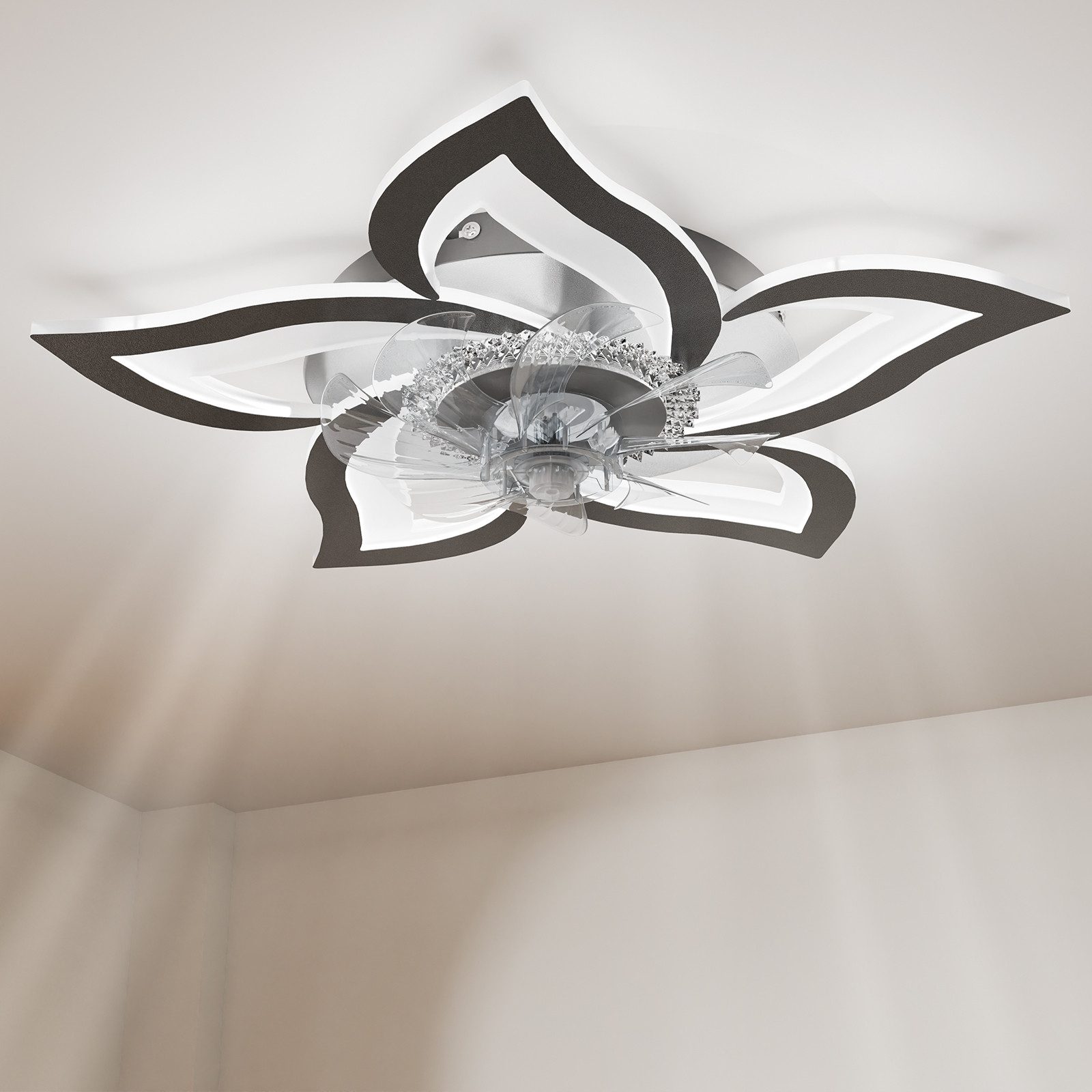 Heilmetz Deckenventilator mit LED Ø 69 cm, App- und Fernbedienungssteuerung, LED-Deckenleuchte mit 3 Lichtfarben, dimmbar, 6 Geschwindigkeitsstufen
