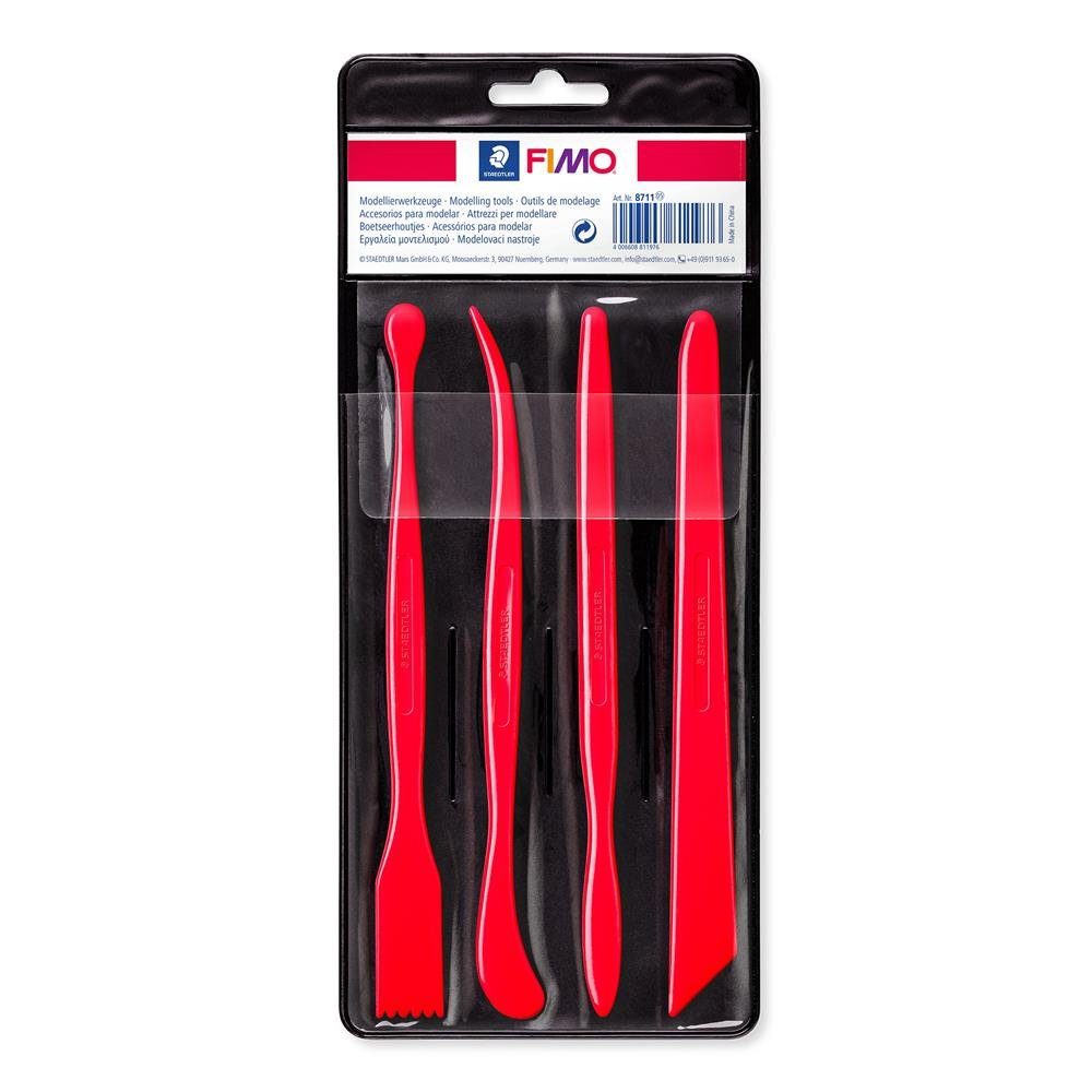 STAEDTLER Modellierwerkzeug 8711 FIMO, (4 St), 4 Stk. aus Kunststoff Modellierstäbe rot
